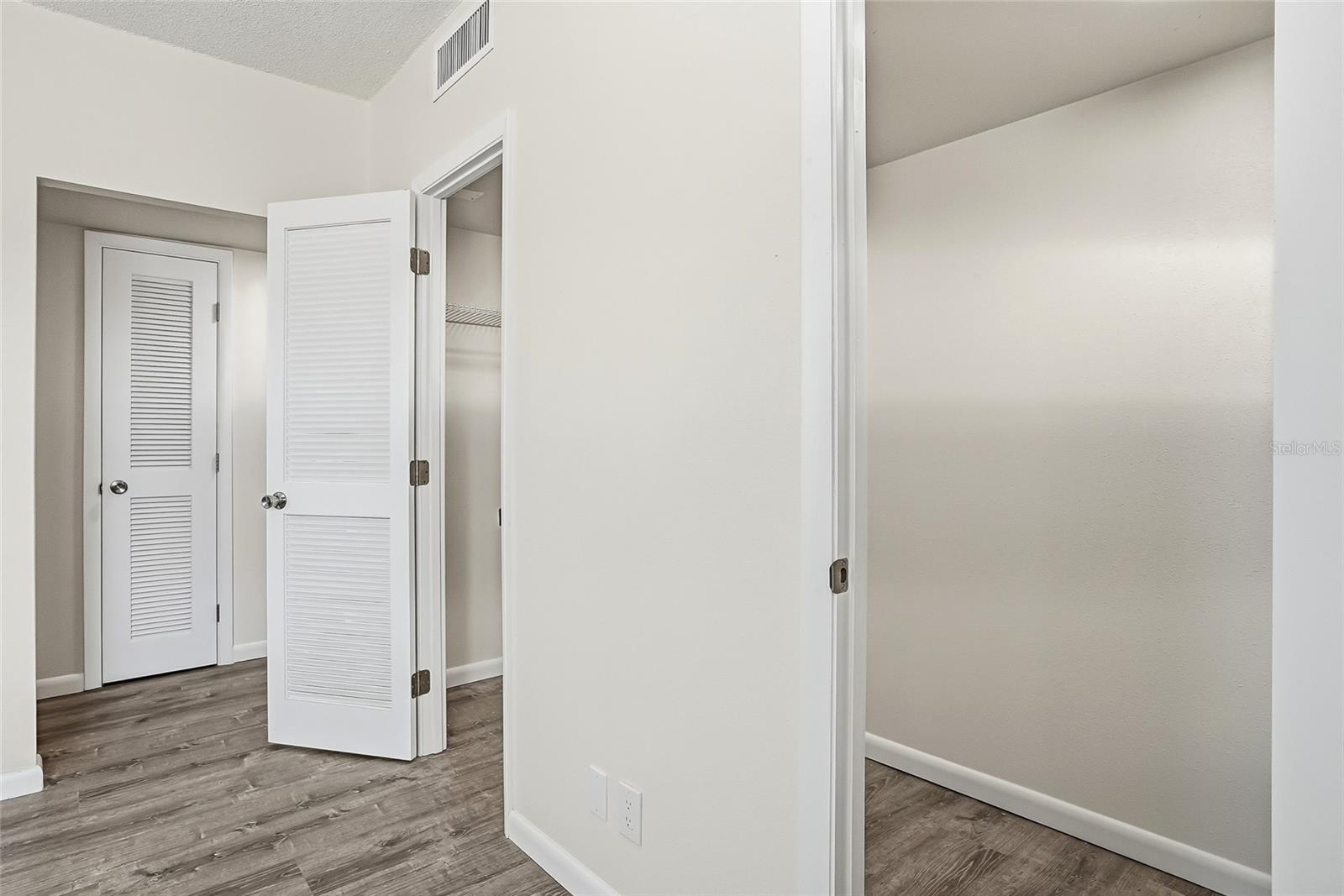 Inside view of the primary closet.