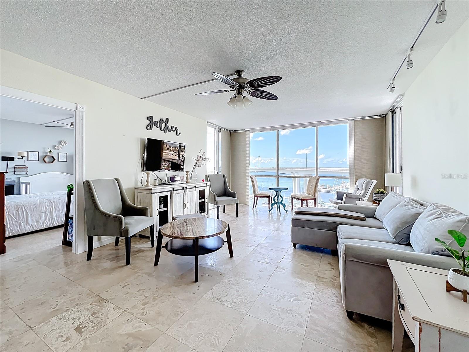 Living Room - Water Views - Access to both balconies