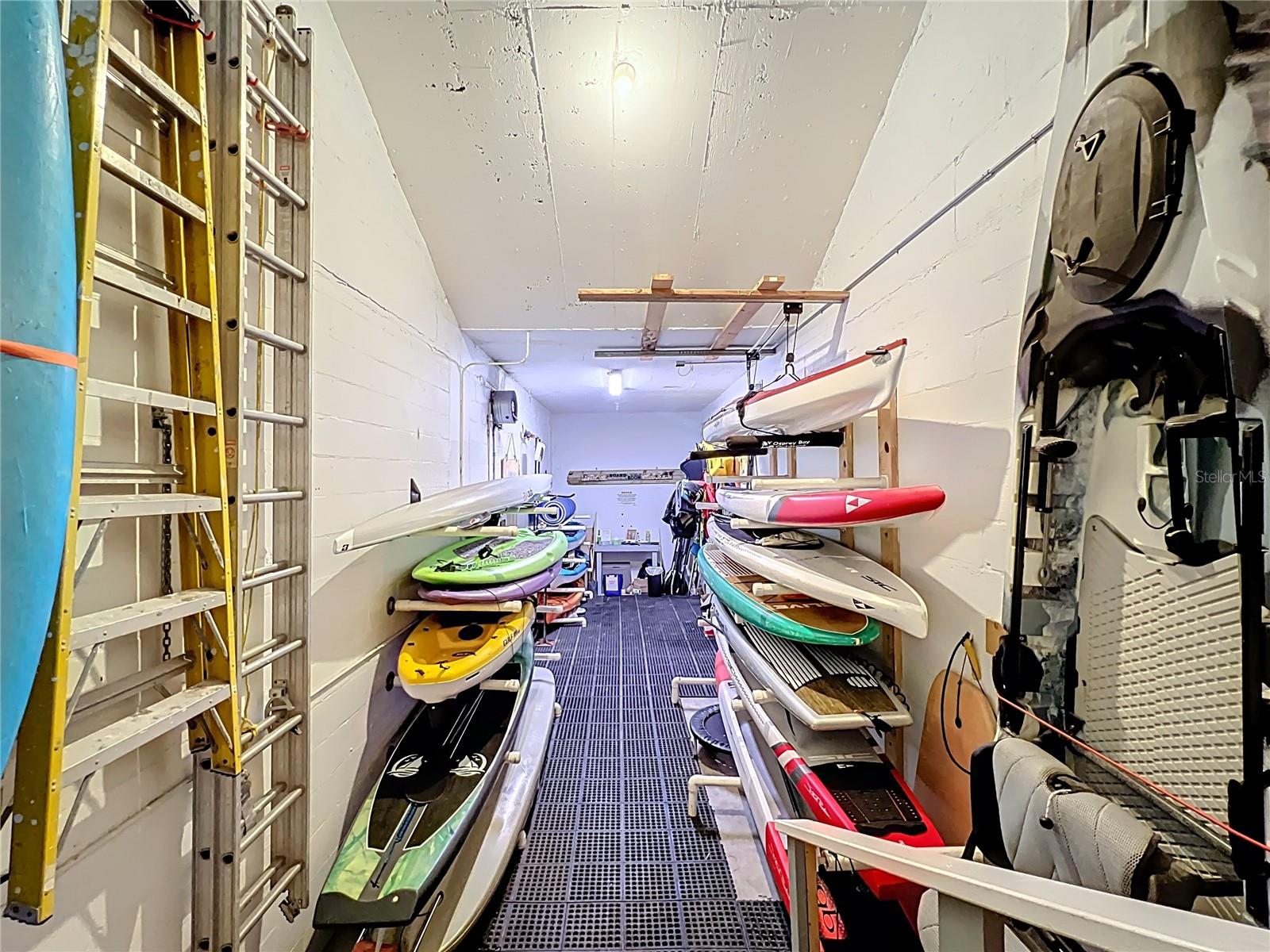 Board Room - storage for kayaks, boards, fishing rods, etc