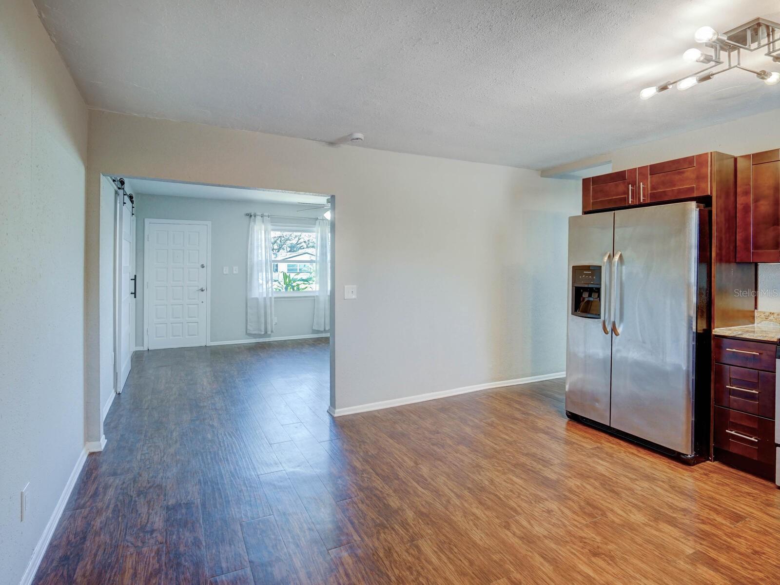 Kitchen with view of entrty