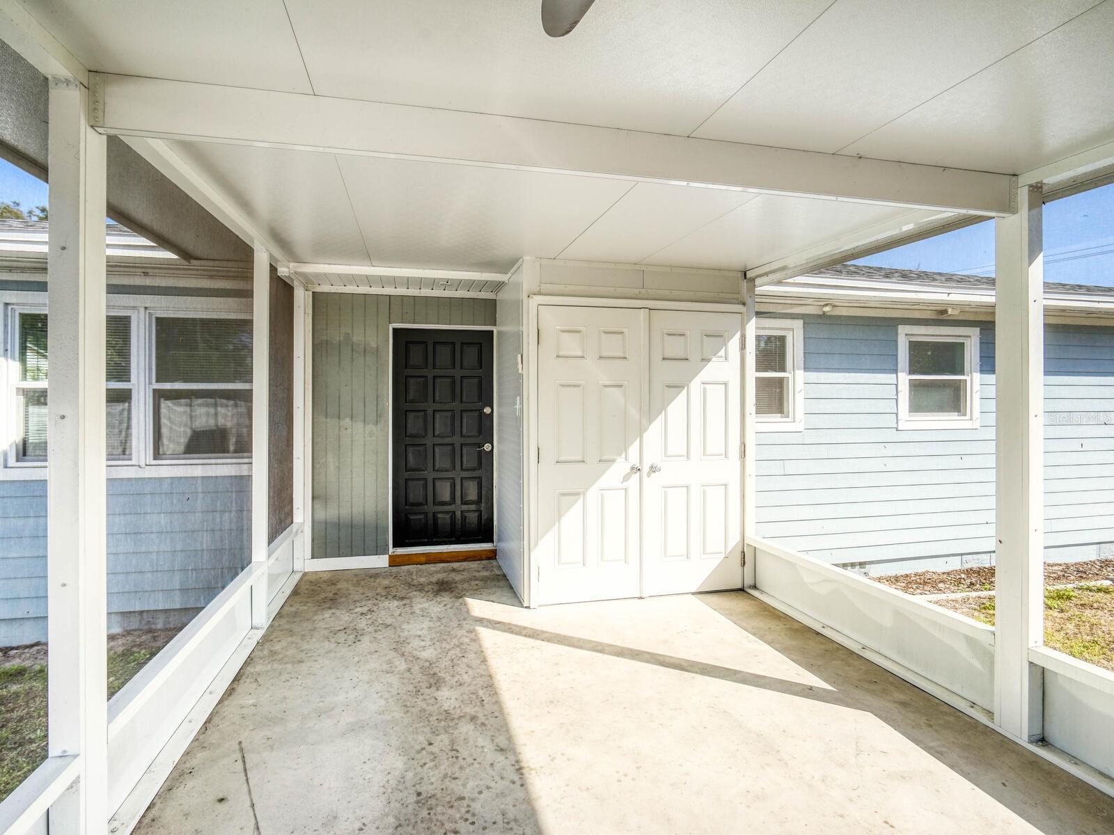 Rear porch storage closet