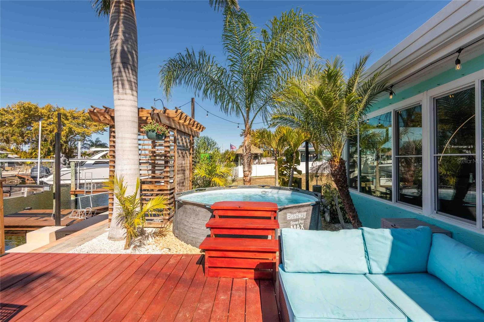 Sit and relax in the pool after a day on the water!