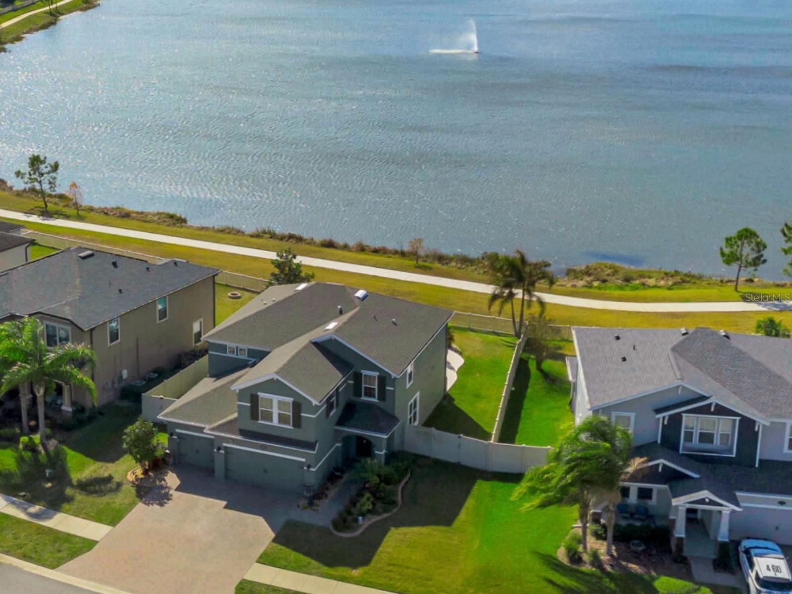 Front view with back view of pond