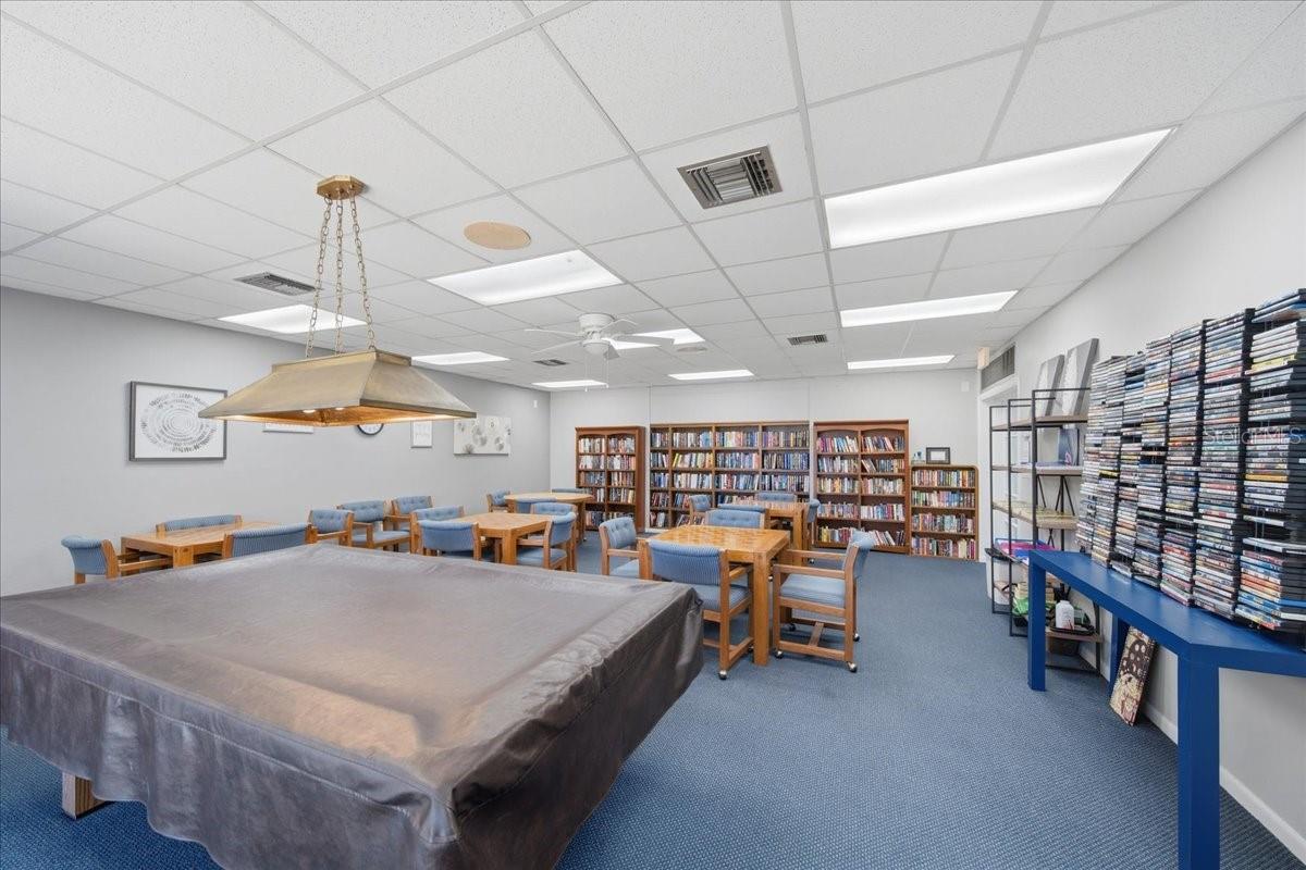 Clubhouse Billiards and library.