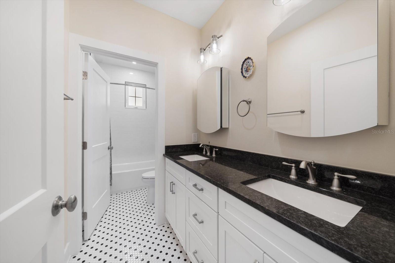 Upstairs Hall Bath with double vanity