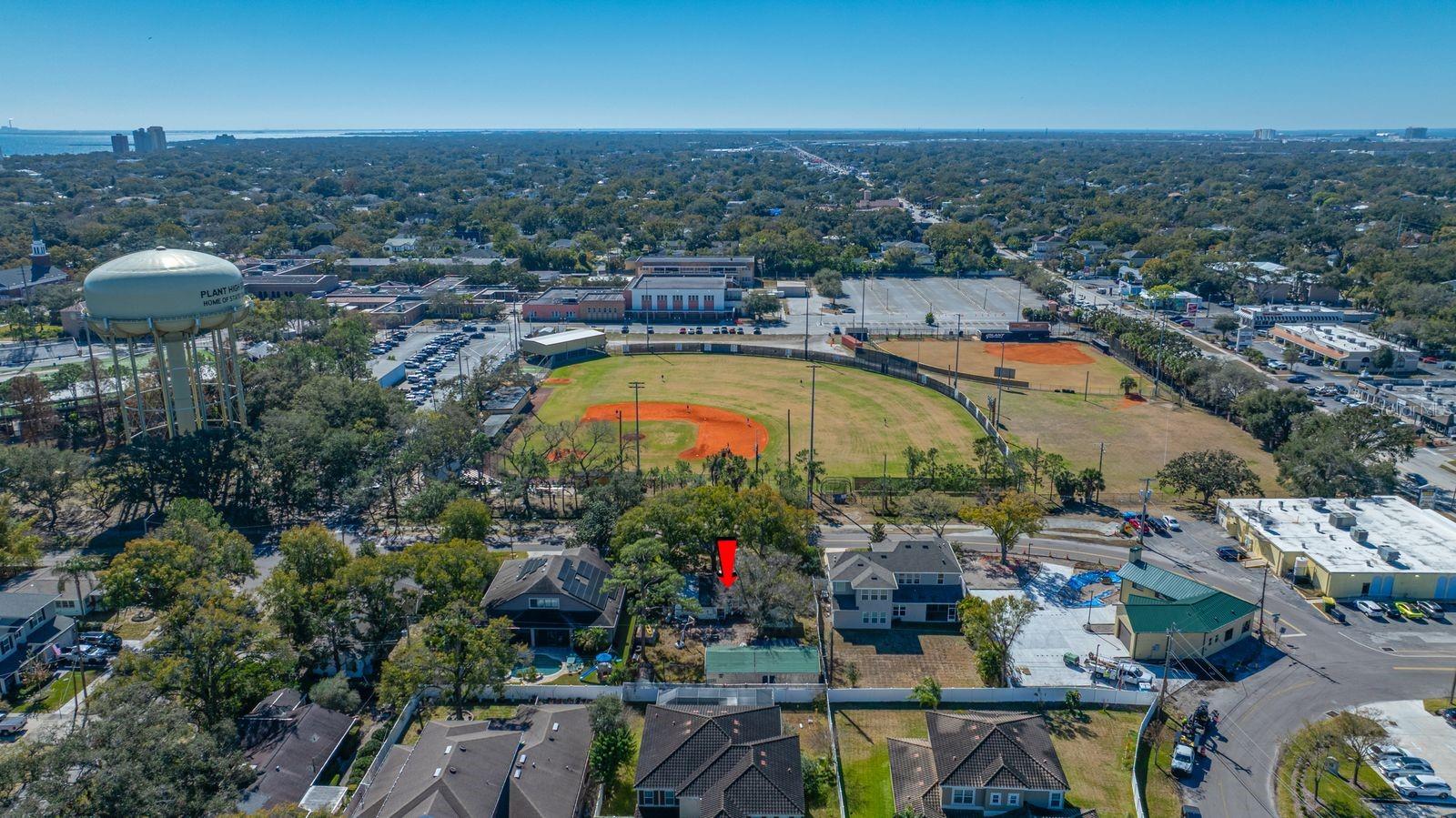 Looking south over Plant High School baseball field