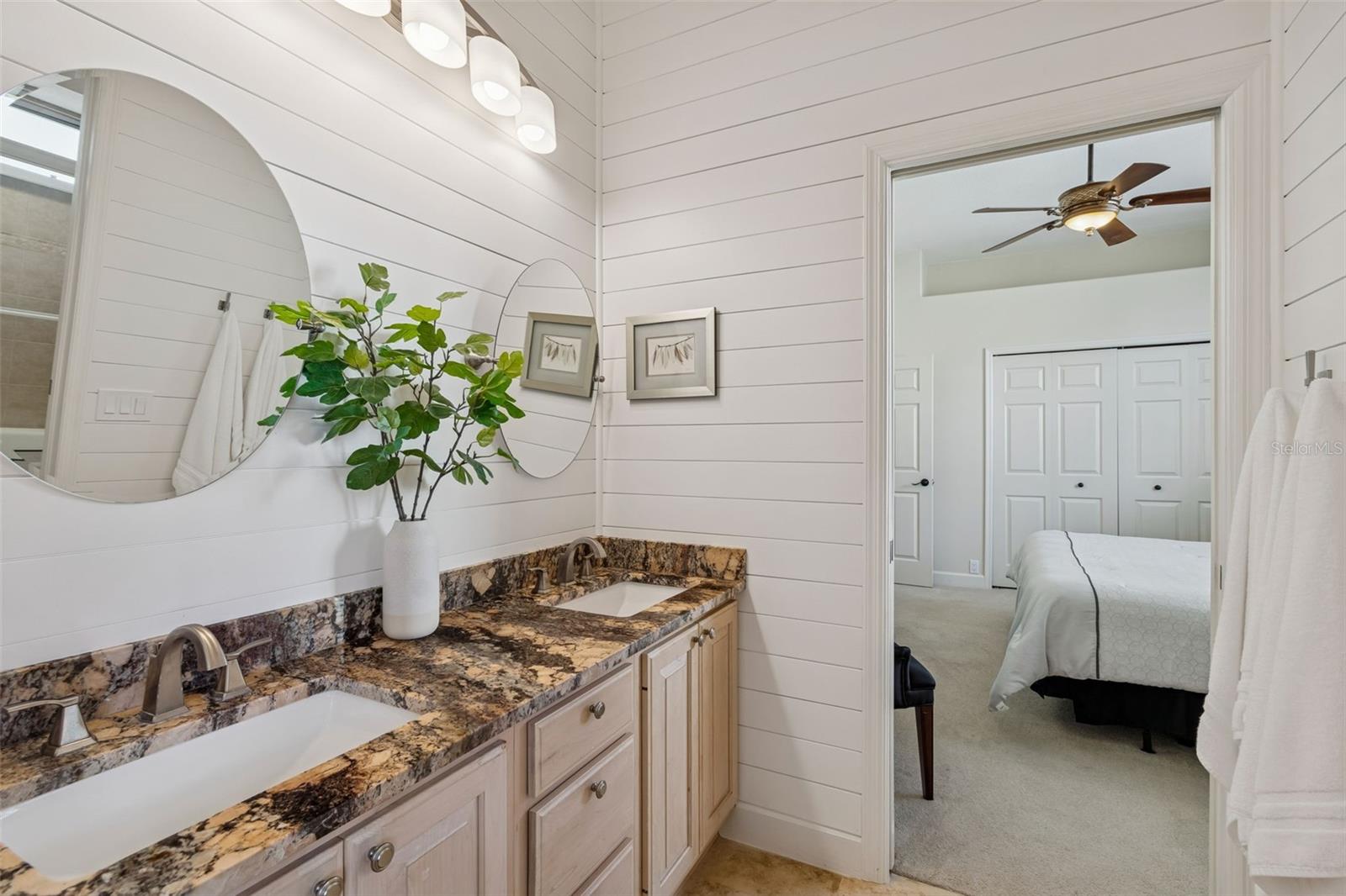 Jack And Jill Bath With Shiplap Walls