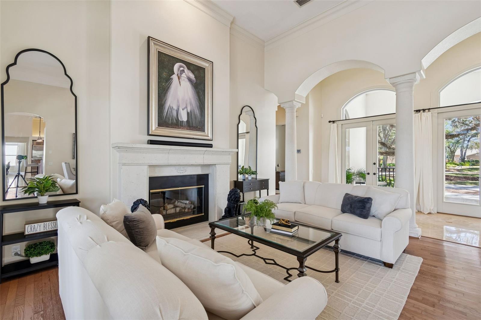 There Is A Wood Burning Fire Place In Living Room