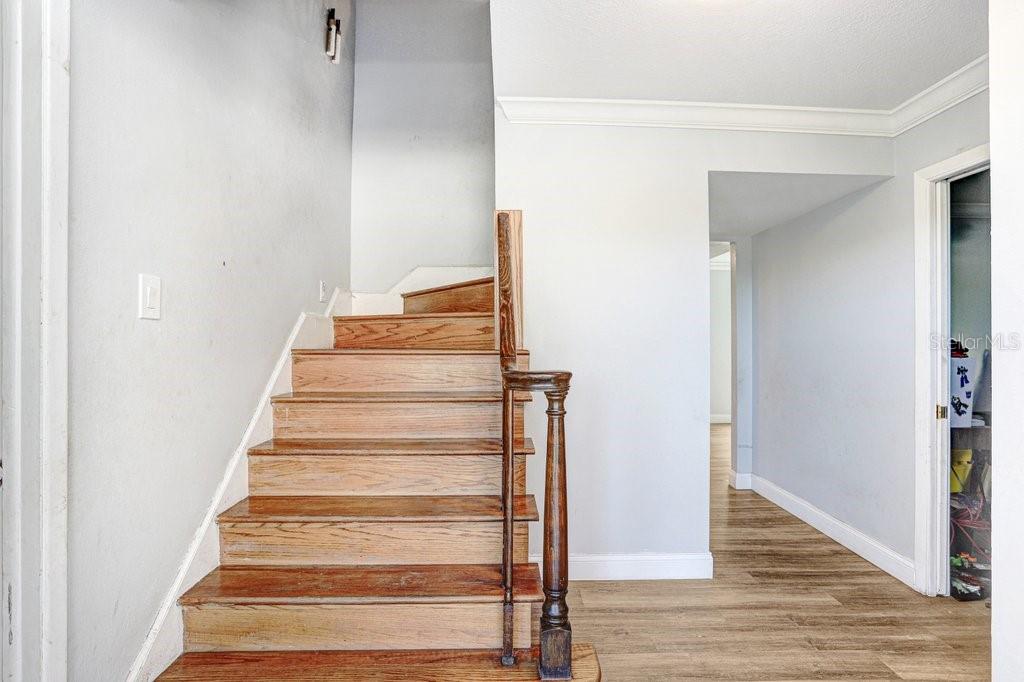 Entry with Formal living Room to the right and Family Room to the left