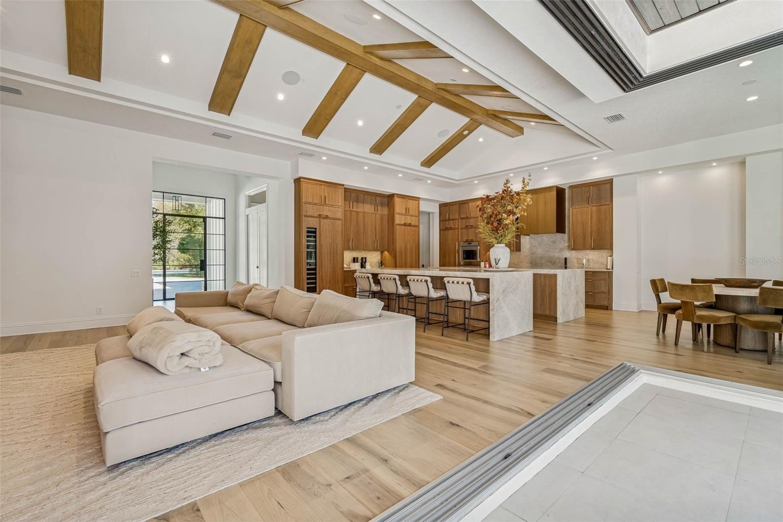 Living room and Kitchen view from the pool