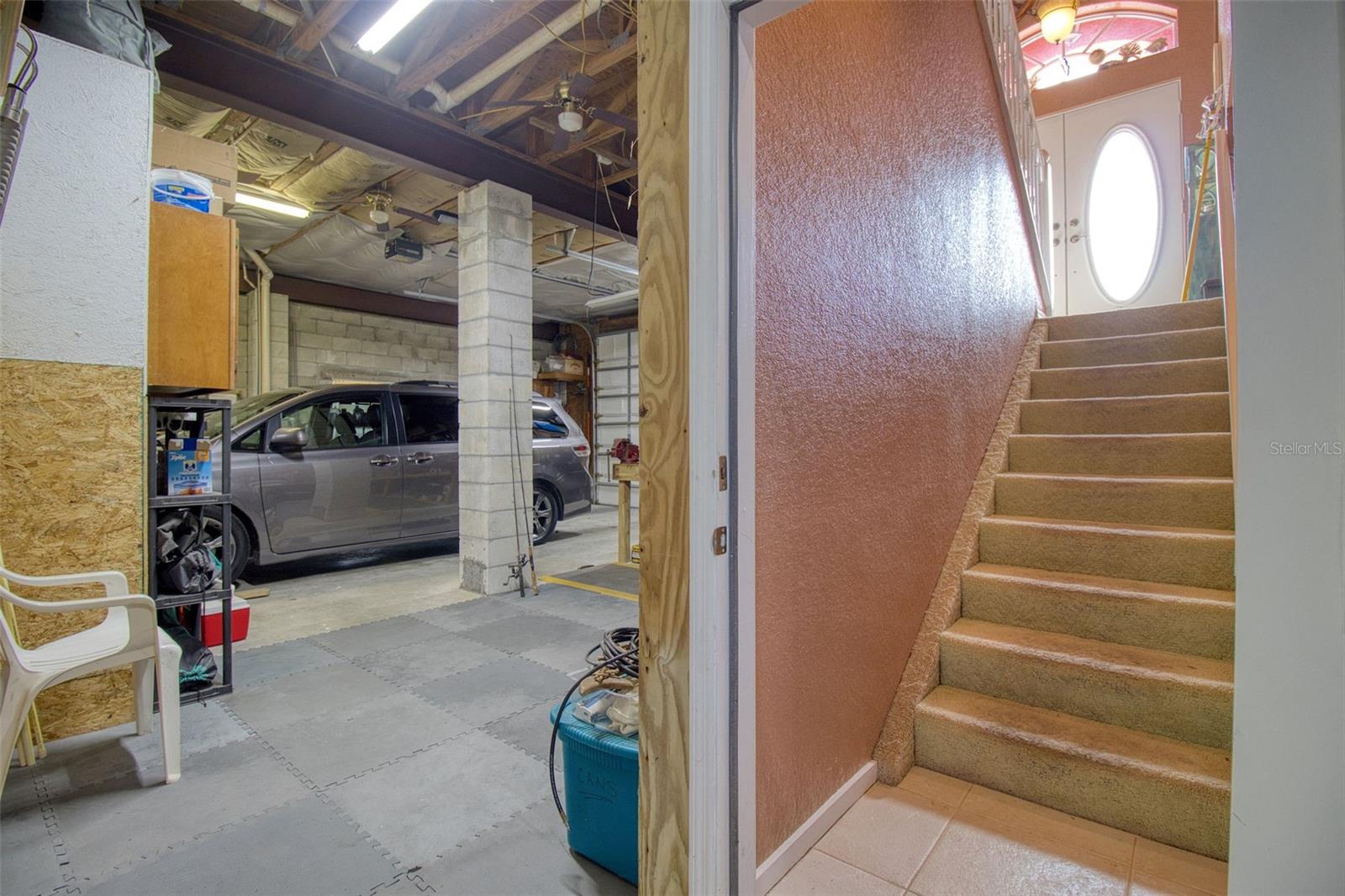 downstairs to garage