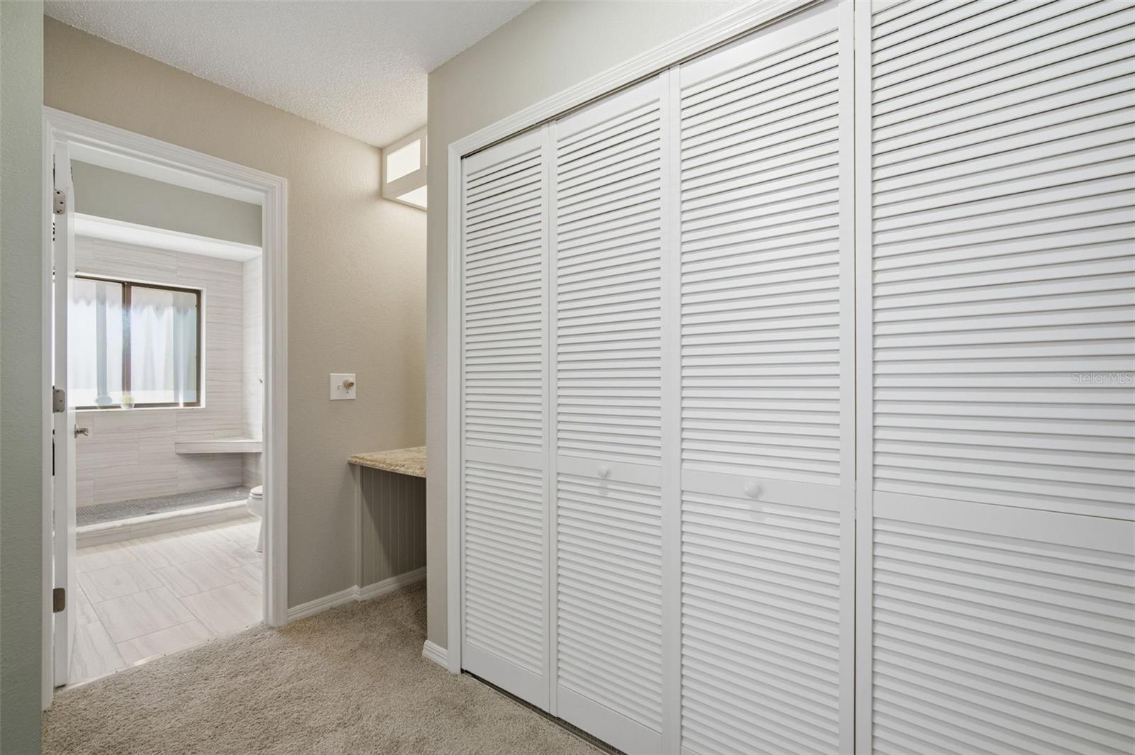 Master Suite has 3 hhuge closets and deep storage for holiday decorations by sliding door.