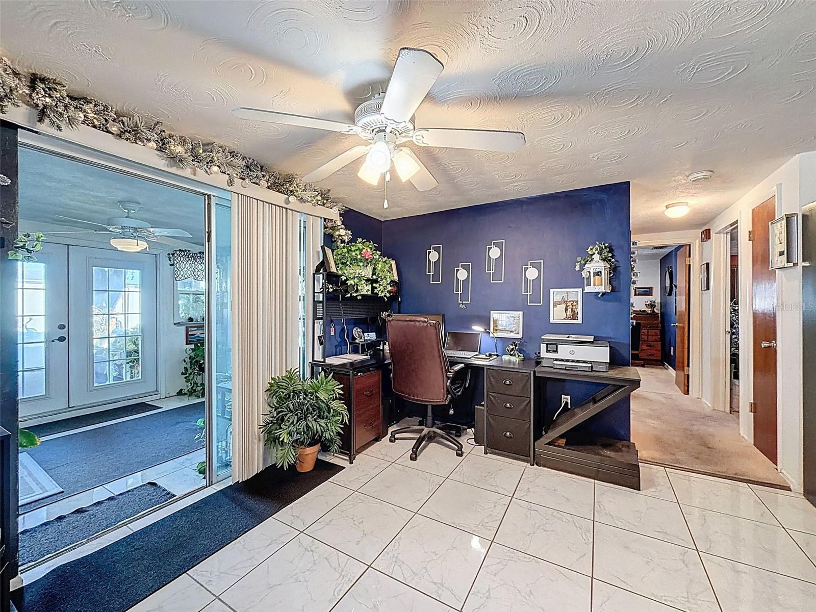 Living area with bedrooms and main bath to the right