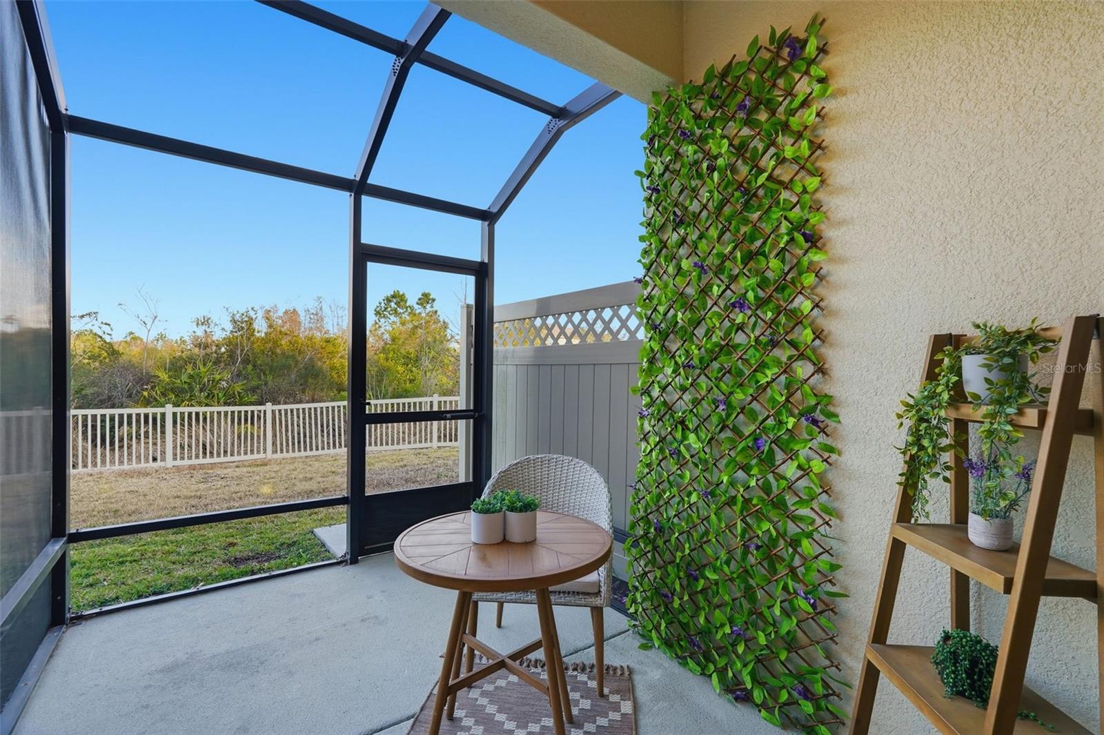 Screened in lanai overlooking conservation.