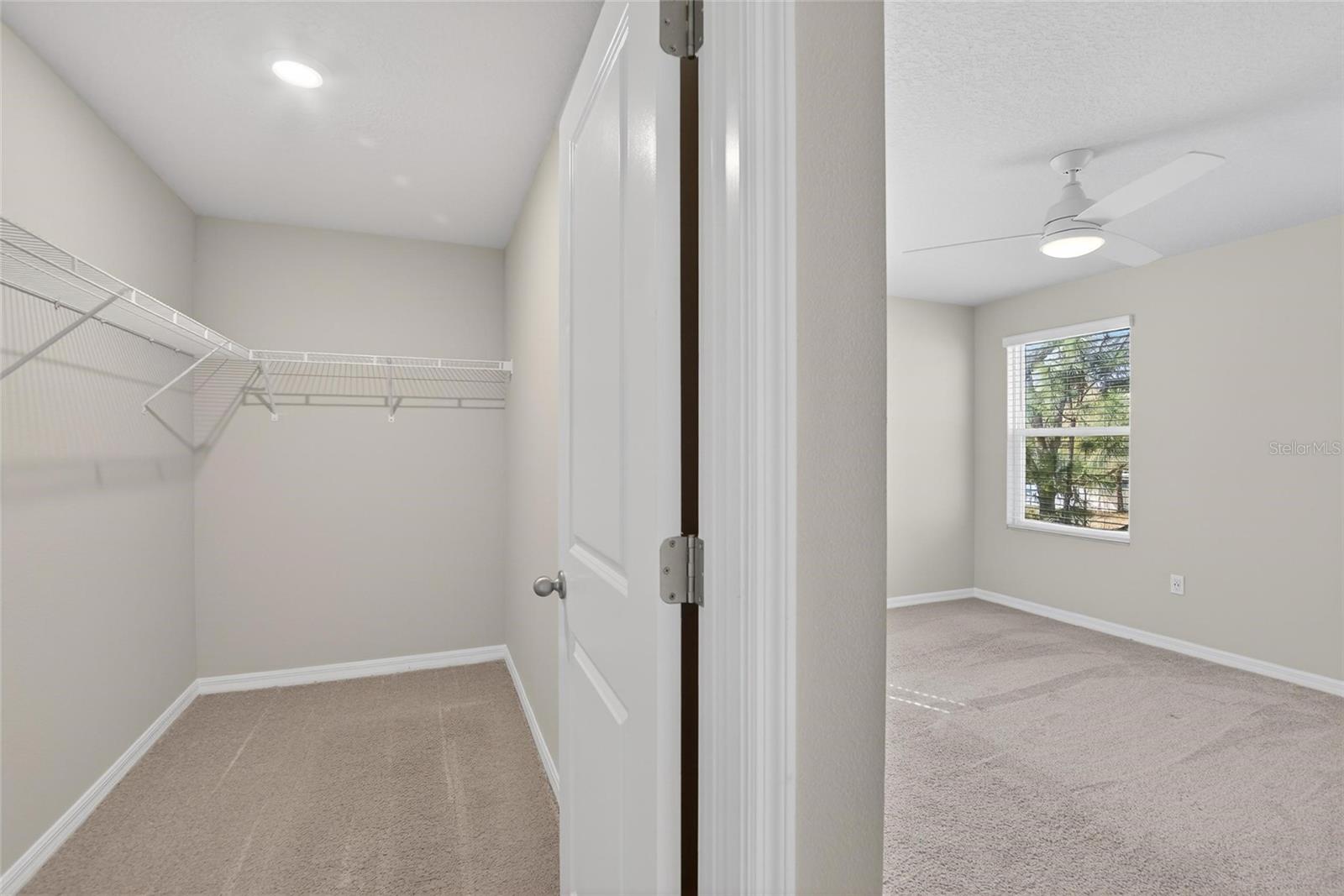 Spacious primary walk in closet