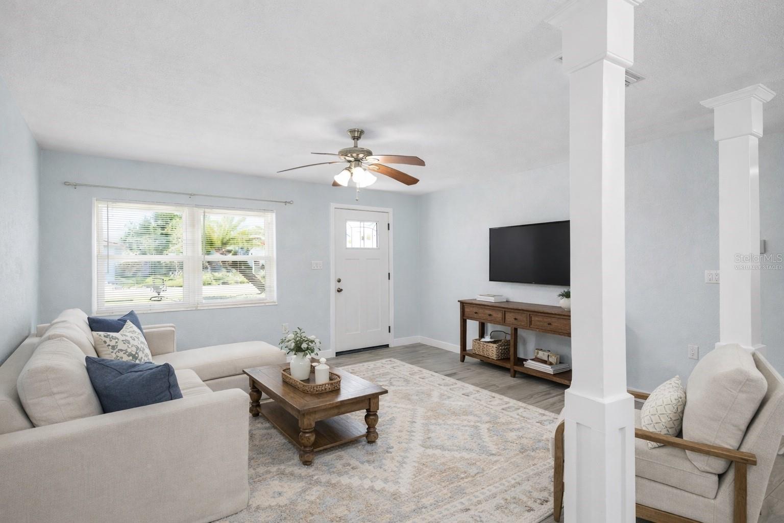 Virtually staged living room