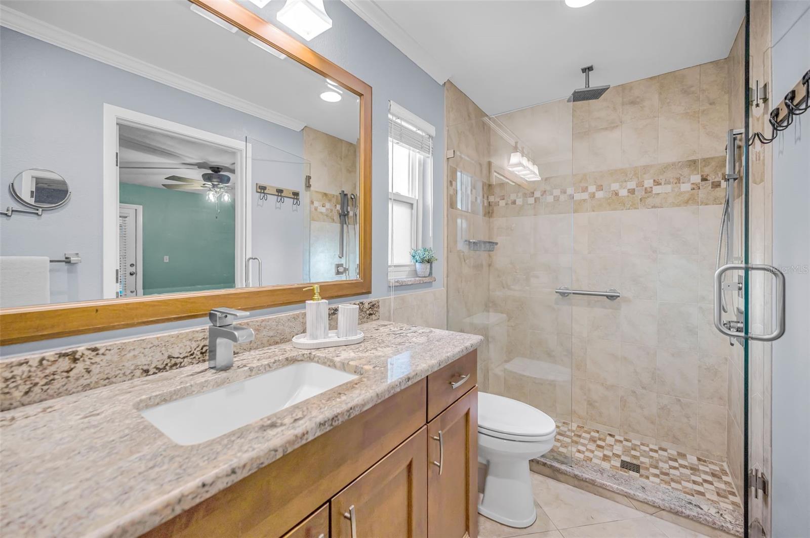 Updated primary bath with walk in shower