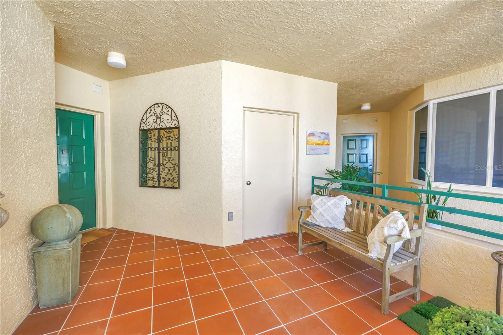 large  entry patio with storage