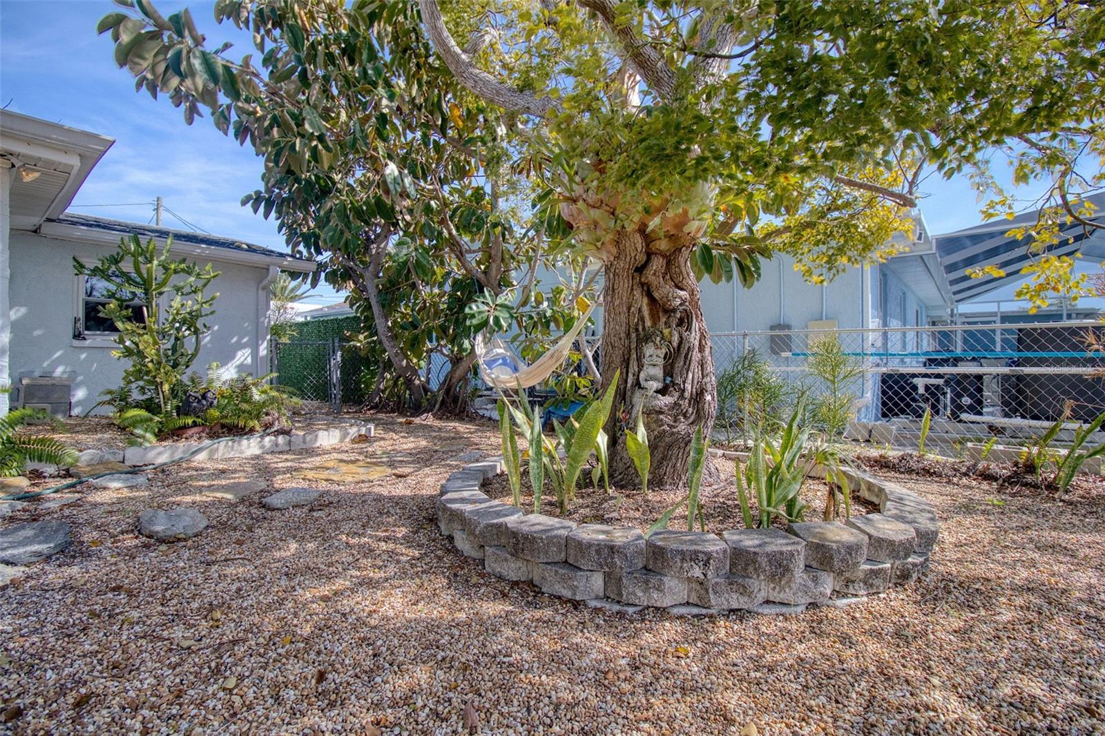 shade area in backyard