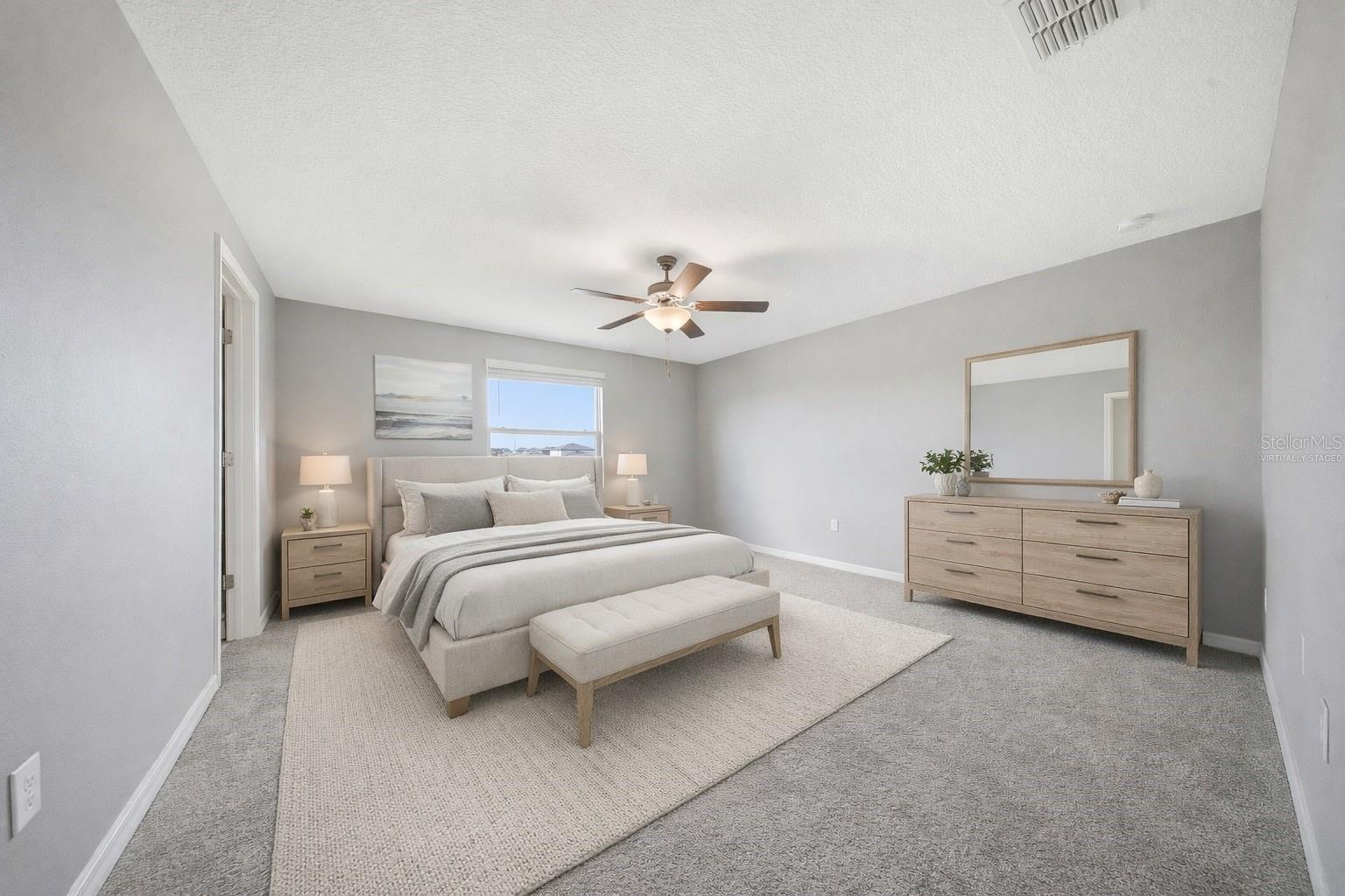 Virtually staged Primary Bedroom