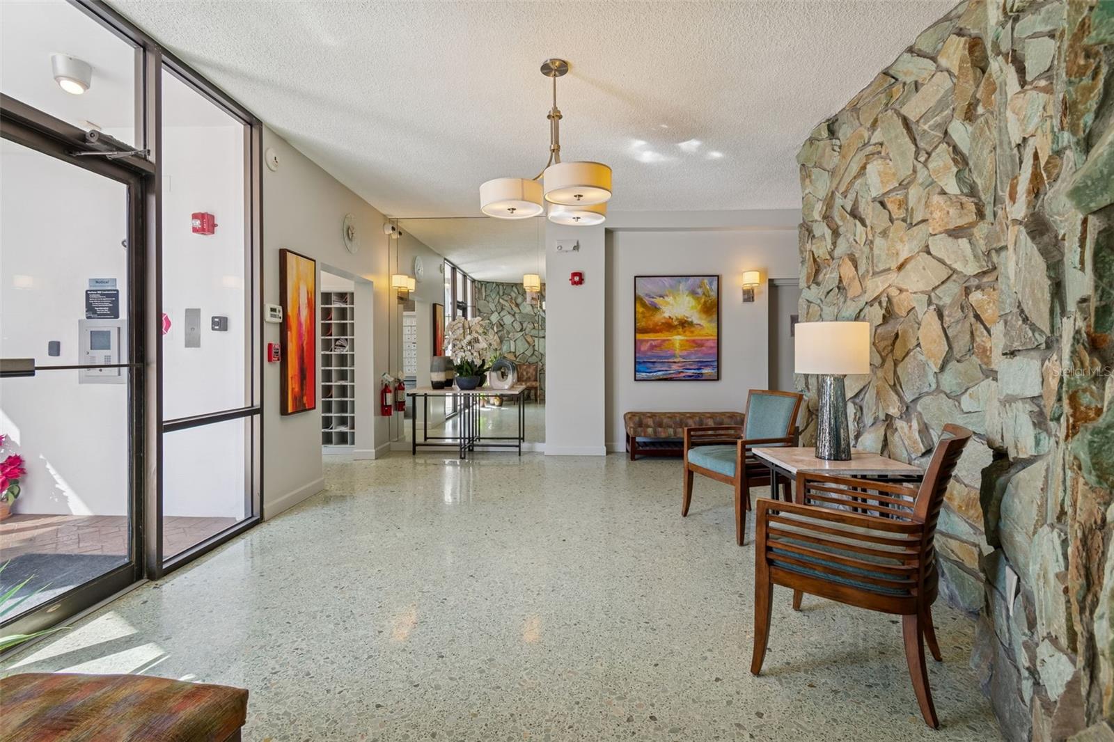Mid-century modern lobby-always locked for safety