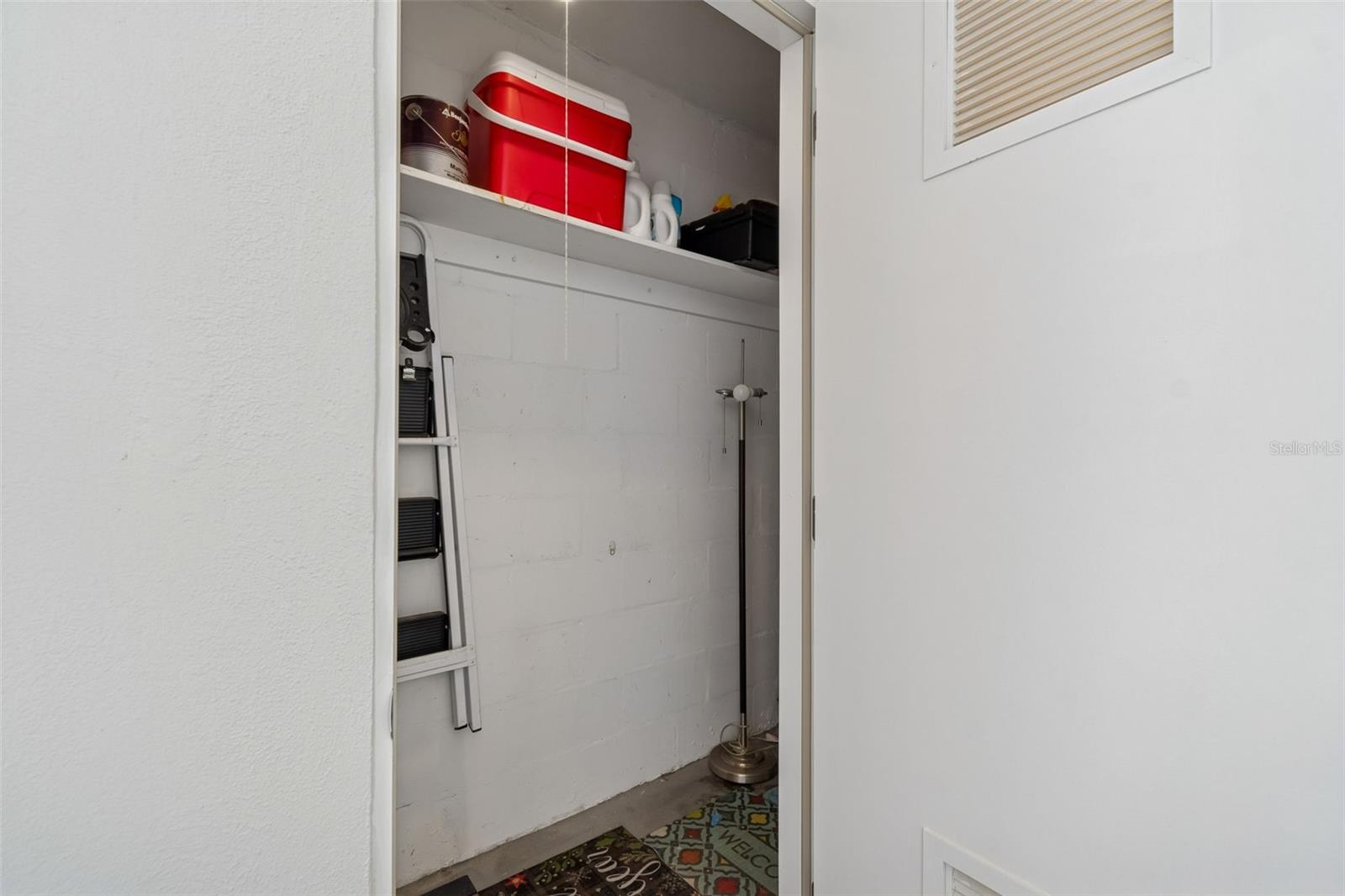 Large storage closet immediately outside front door