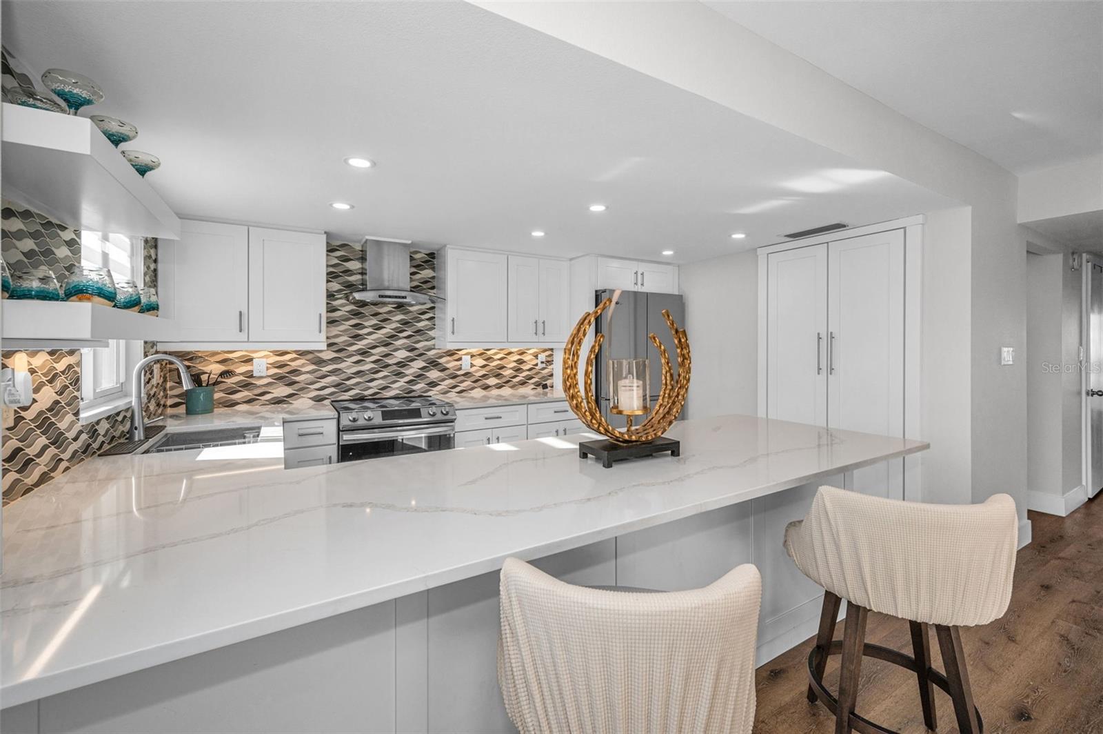 Kitchen with Breakfast Bar and large Pantry
