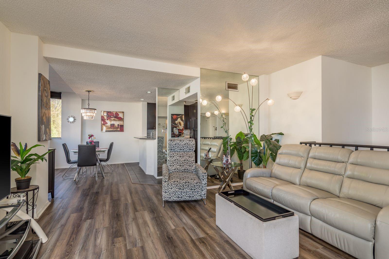 living room/dining and kitchen