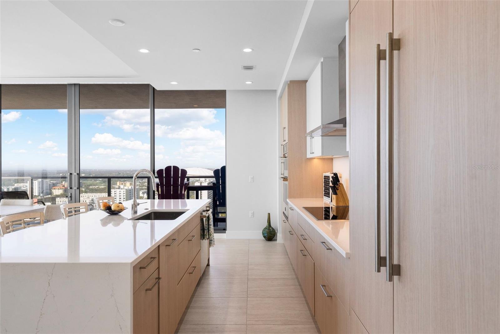Kitchen cabinets and island