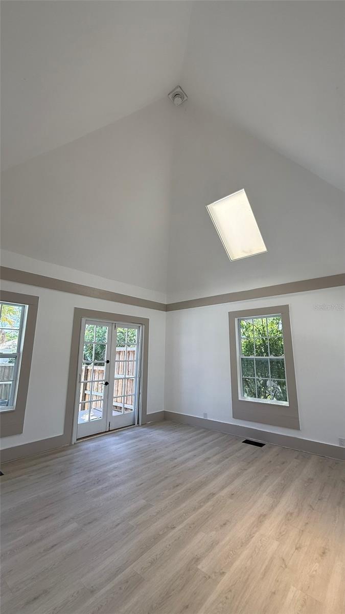 Vaulted Ceiling with Skylight in Master Suite.