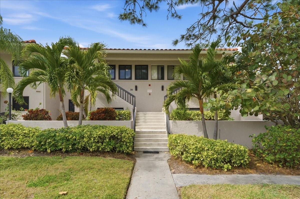 Entry to 1802 Mariner unit 30 in the exquisite, gated community of Tarpon Cove.