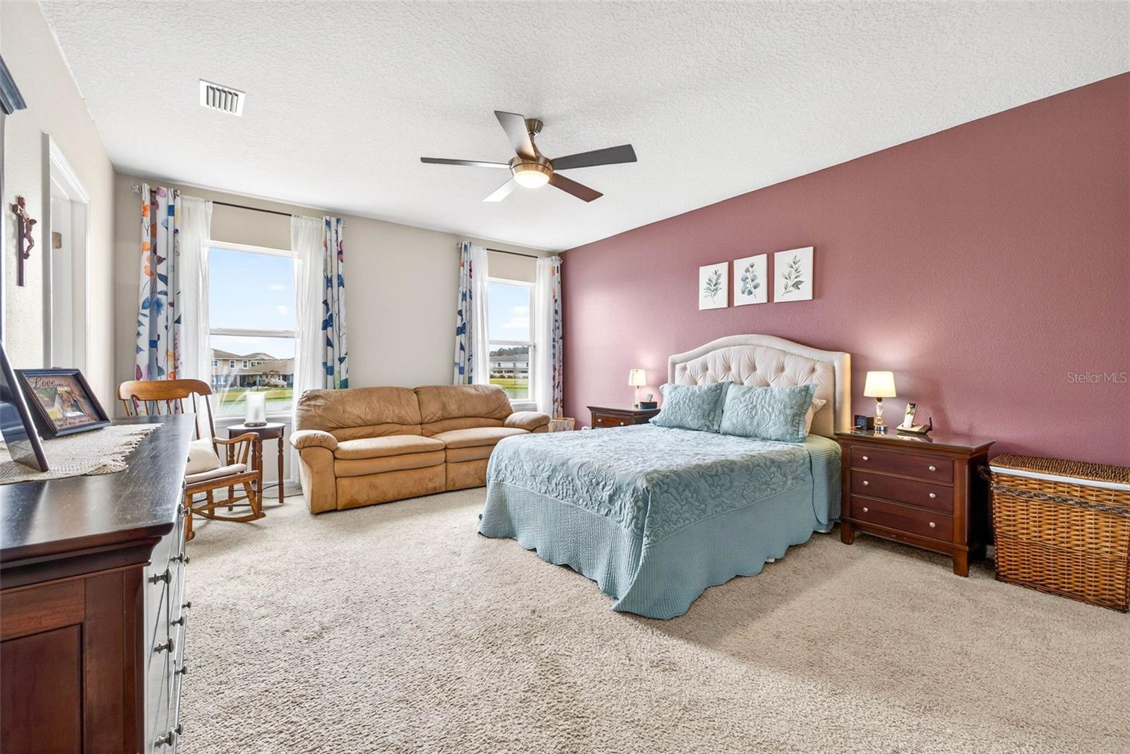 Primary bedroom with water views