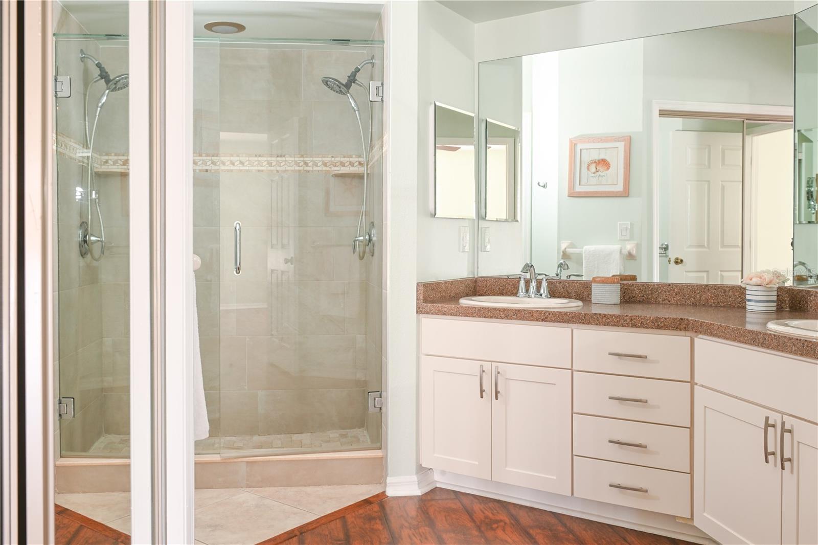 Modern tile andhigh-end, heavy-duty laminate flooring deliver style and durability