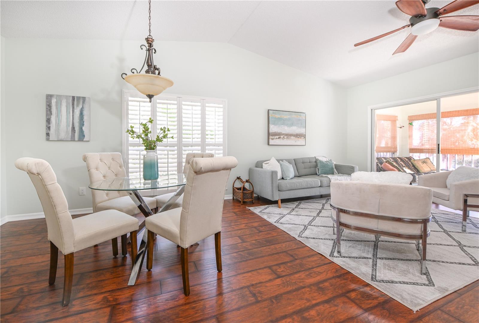 Open living and dining spaces