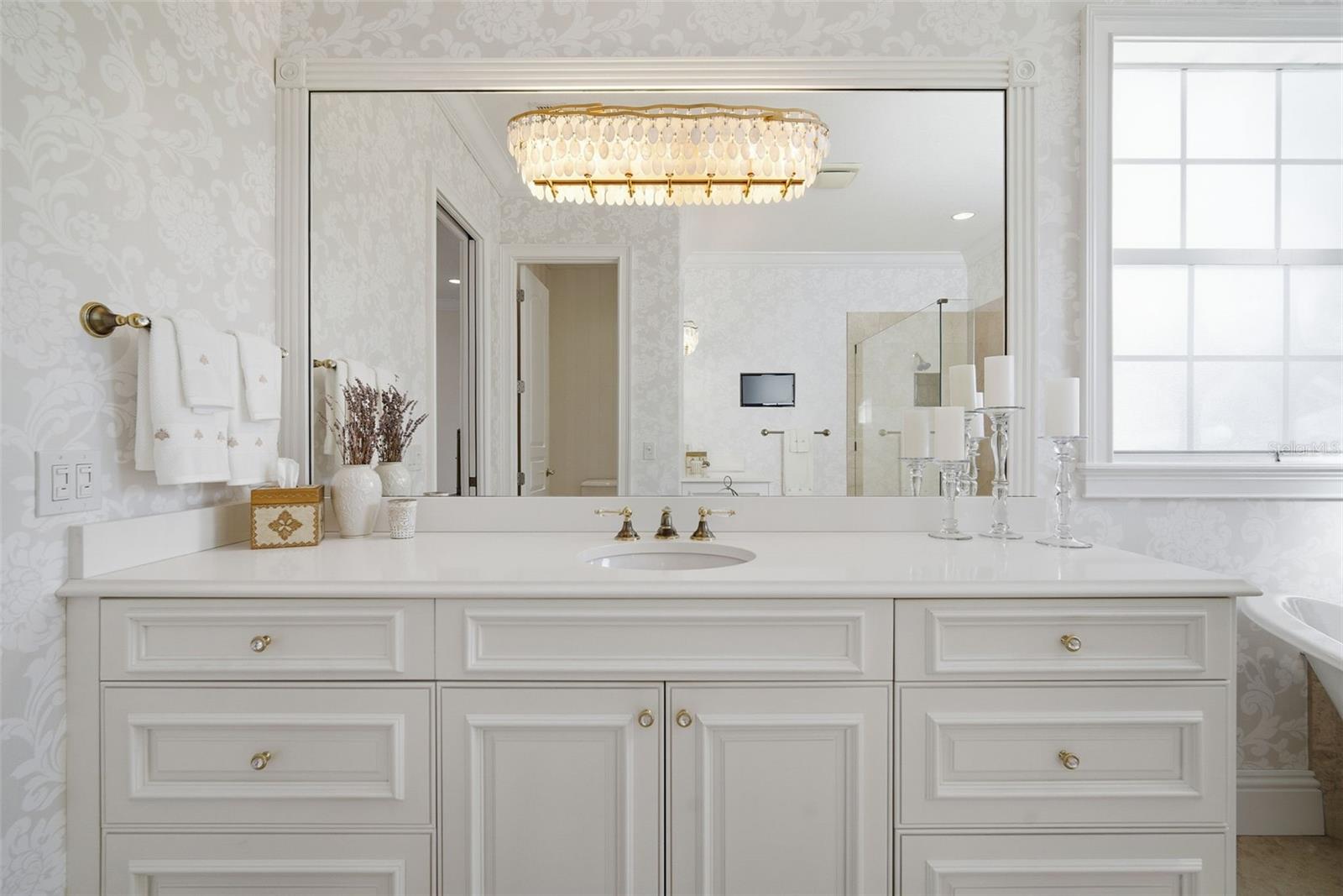 Separate vanity in the primary bathroom