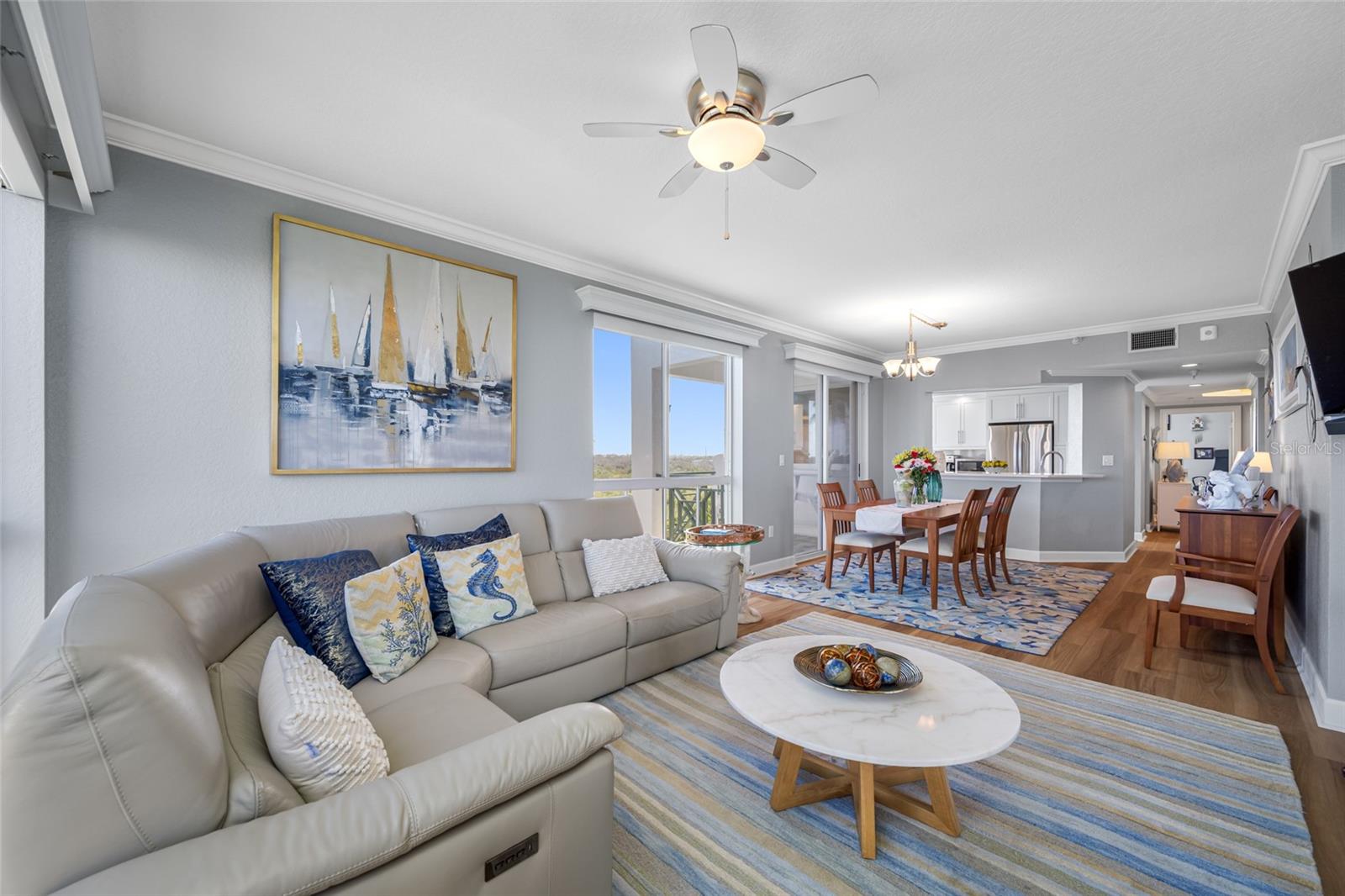 Family room looking toward Dining area and Kitchen