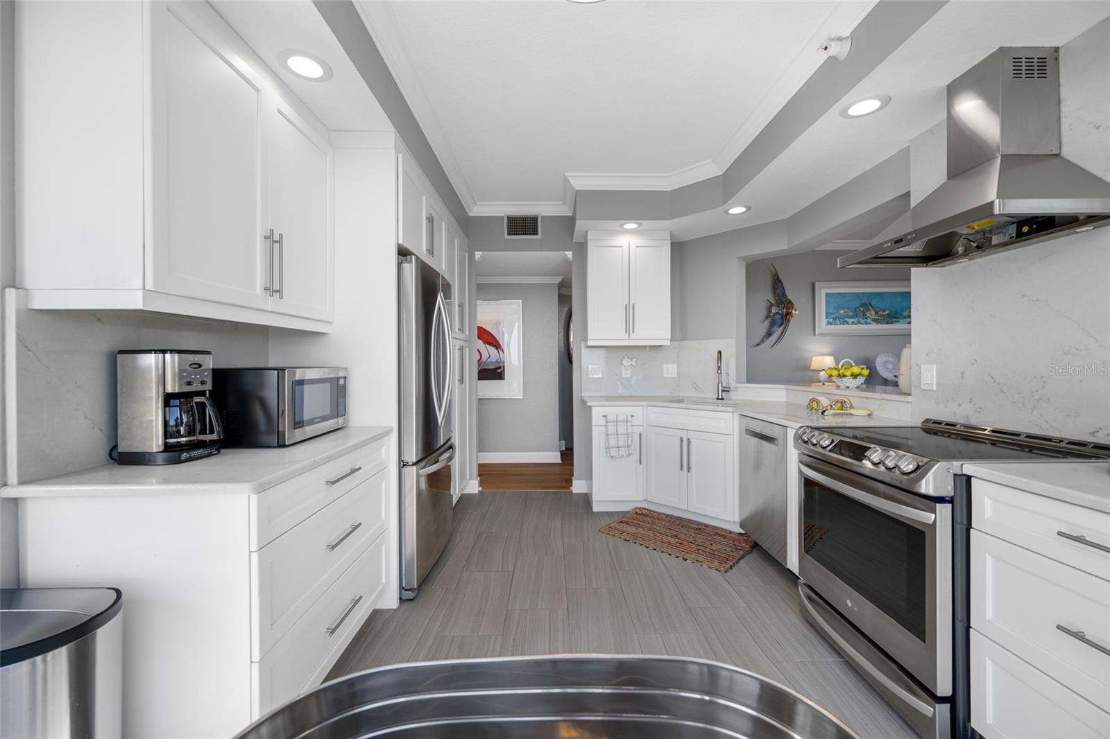 Modern kitchen with stainless steel appliances