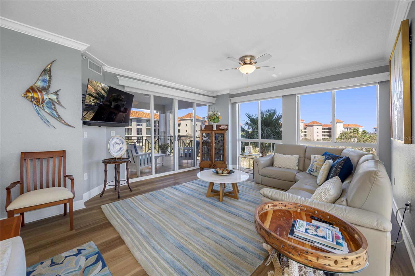 Family room looking out toward balcony
