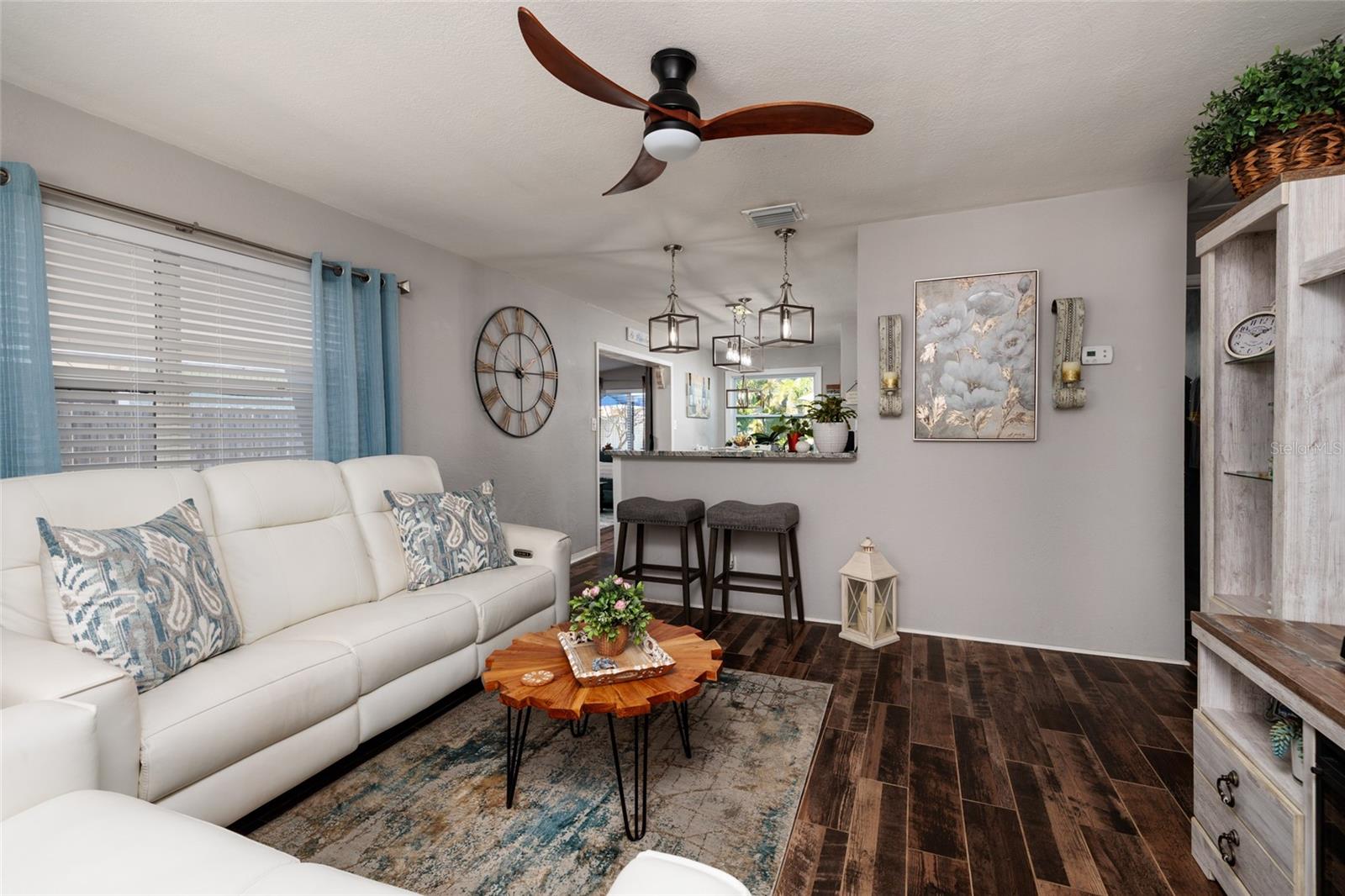 Living room & entrance to Kitchen.