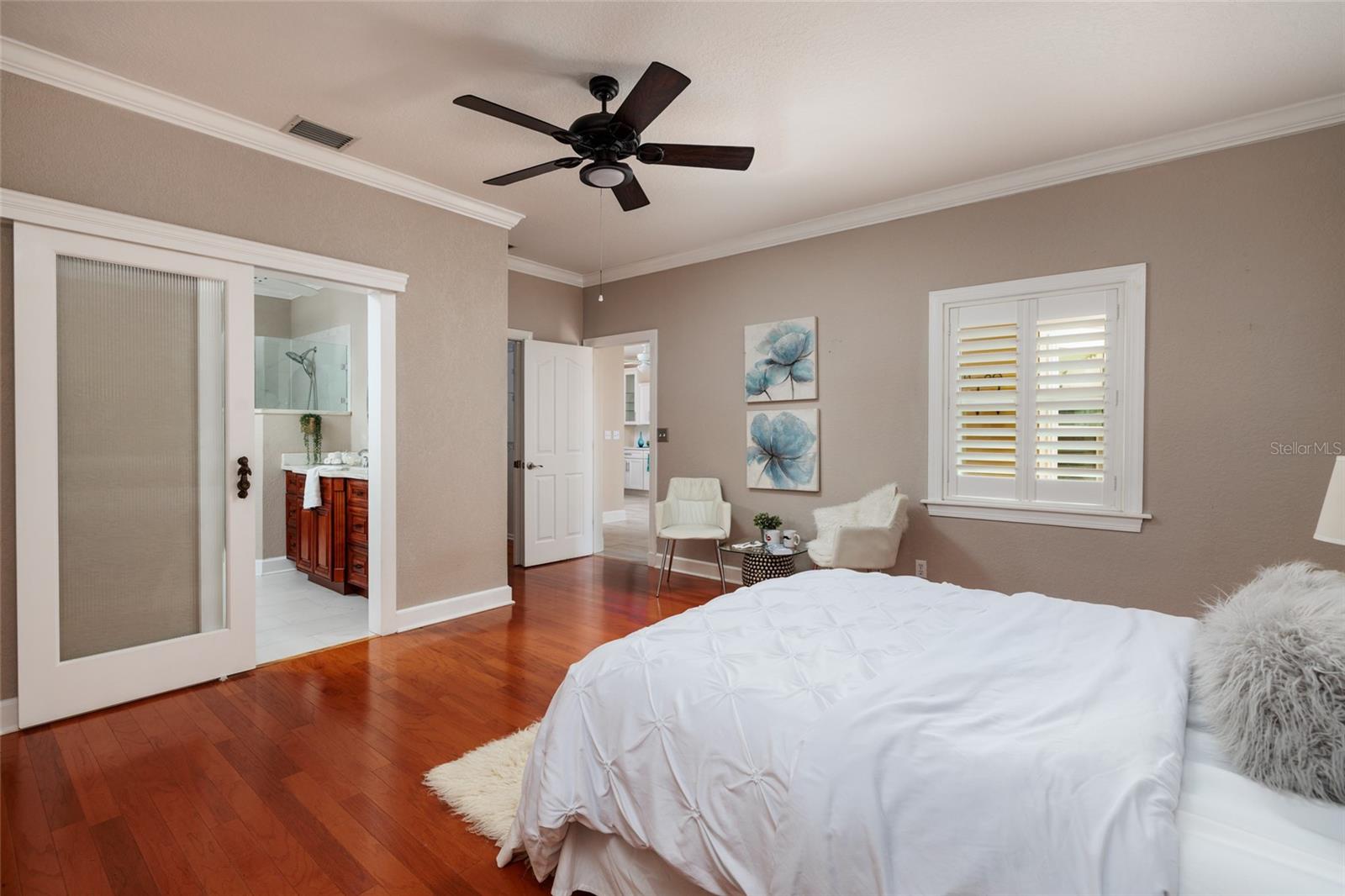 Primary Bedroom into luxury Bathroom.