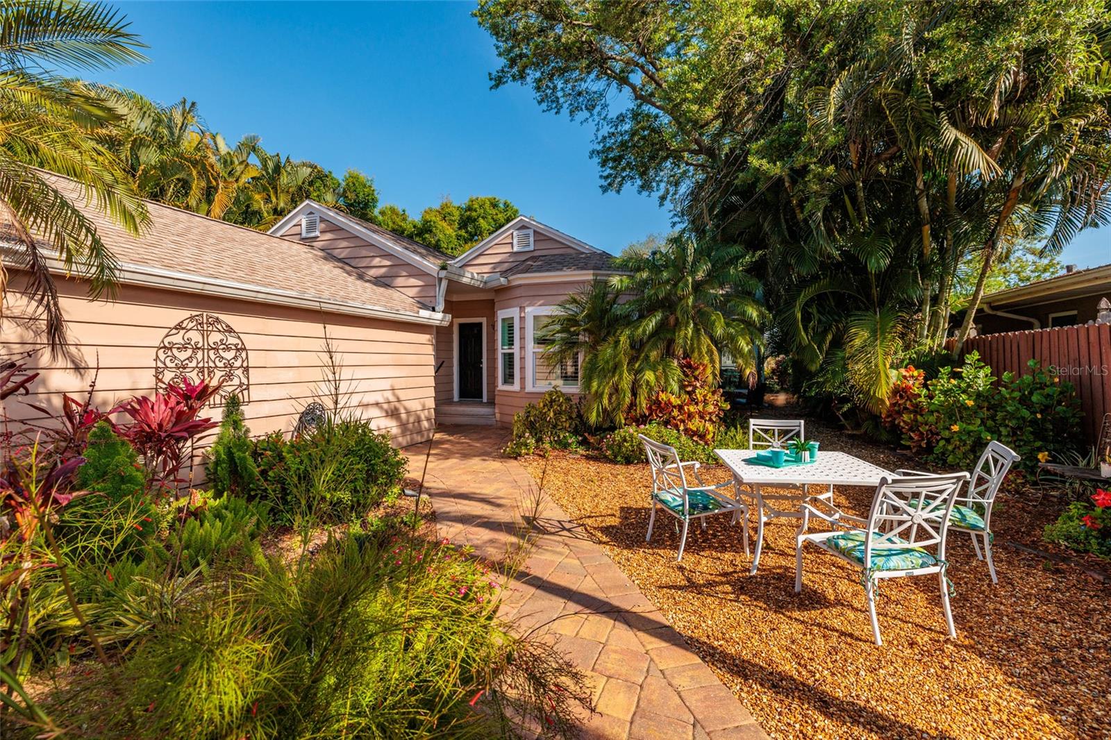 Garage to left side walking in back door.