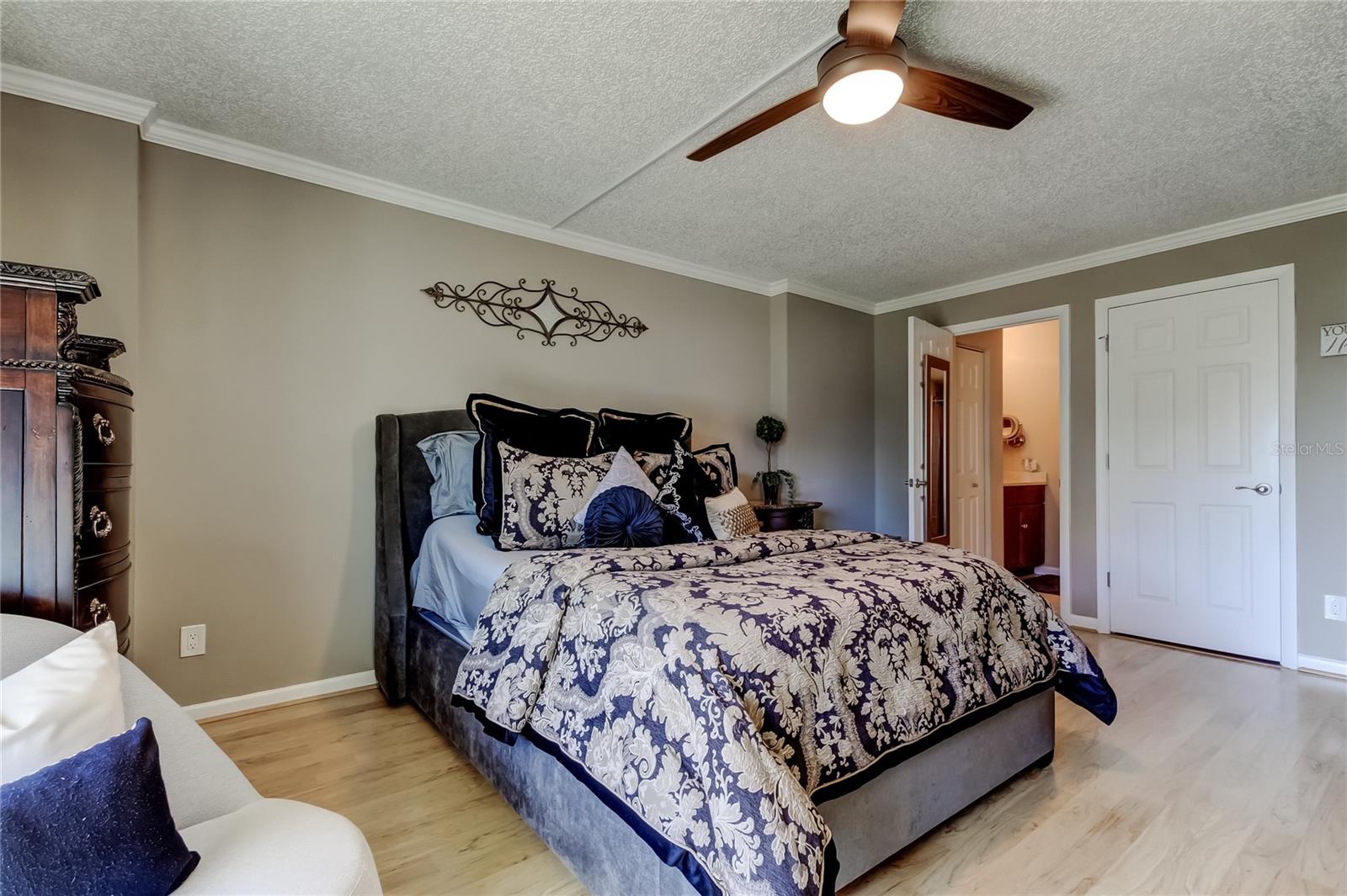 Master Bedroom has en-suite bathroom with shower and linen closet.