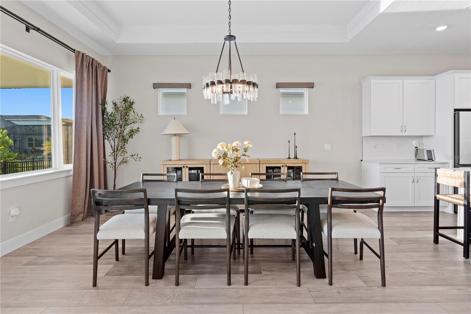 Open dining area ideal for gatherings and entertaining.