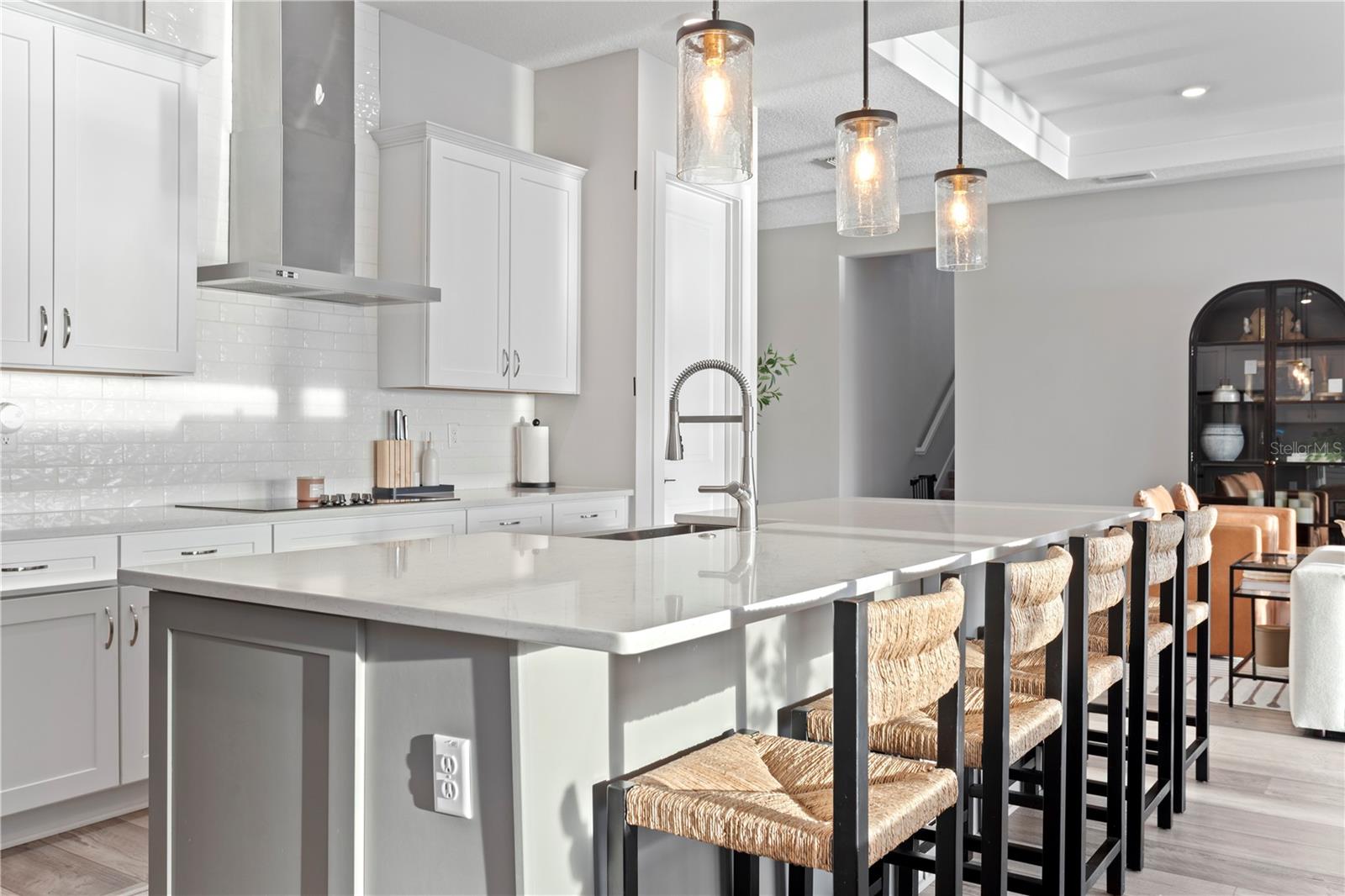 Sleek countertops providing ample workspace.