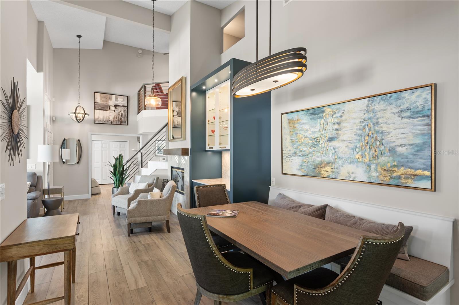 Dining Room with built in bench seating and drawers for added storage