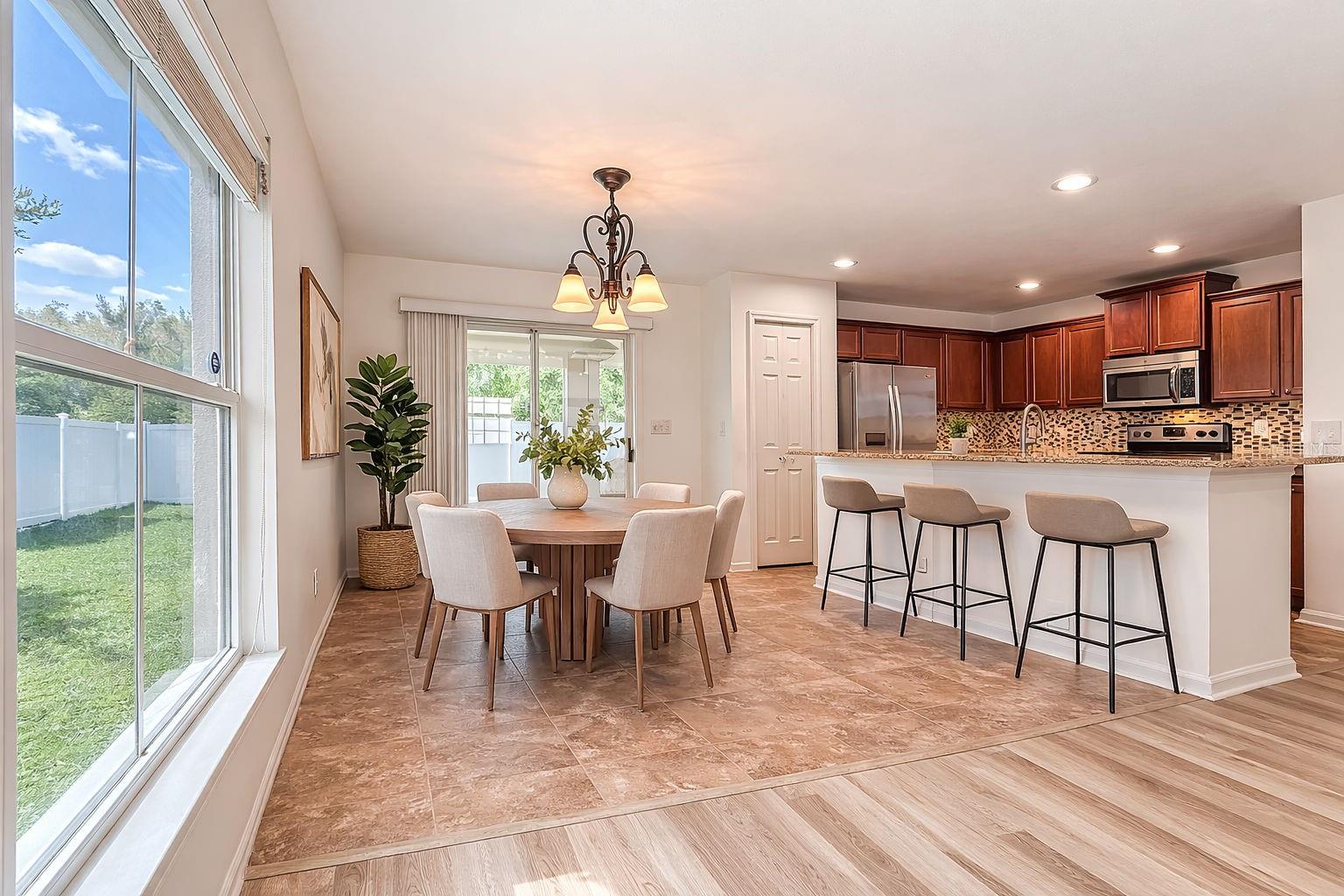 Dining area digitally staged