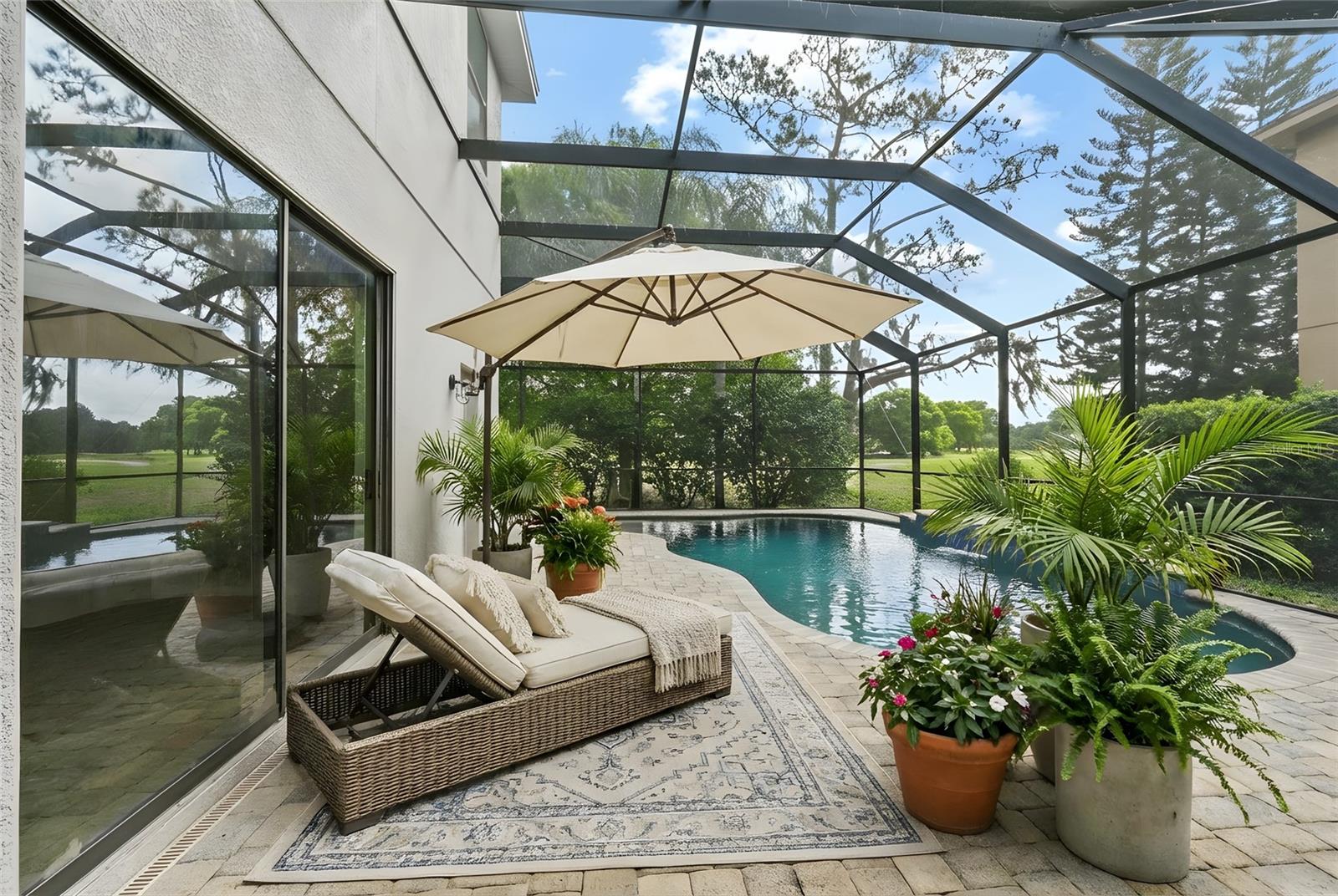 Salt Pool with cage and paved lanai