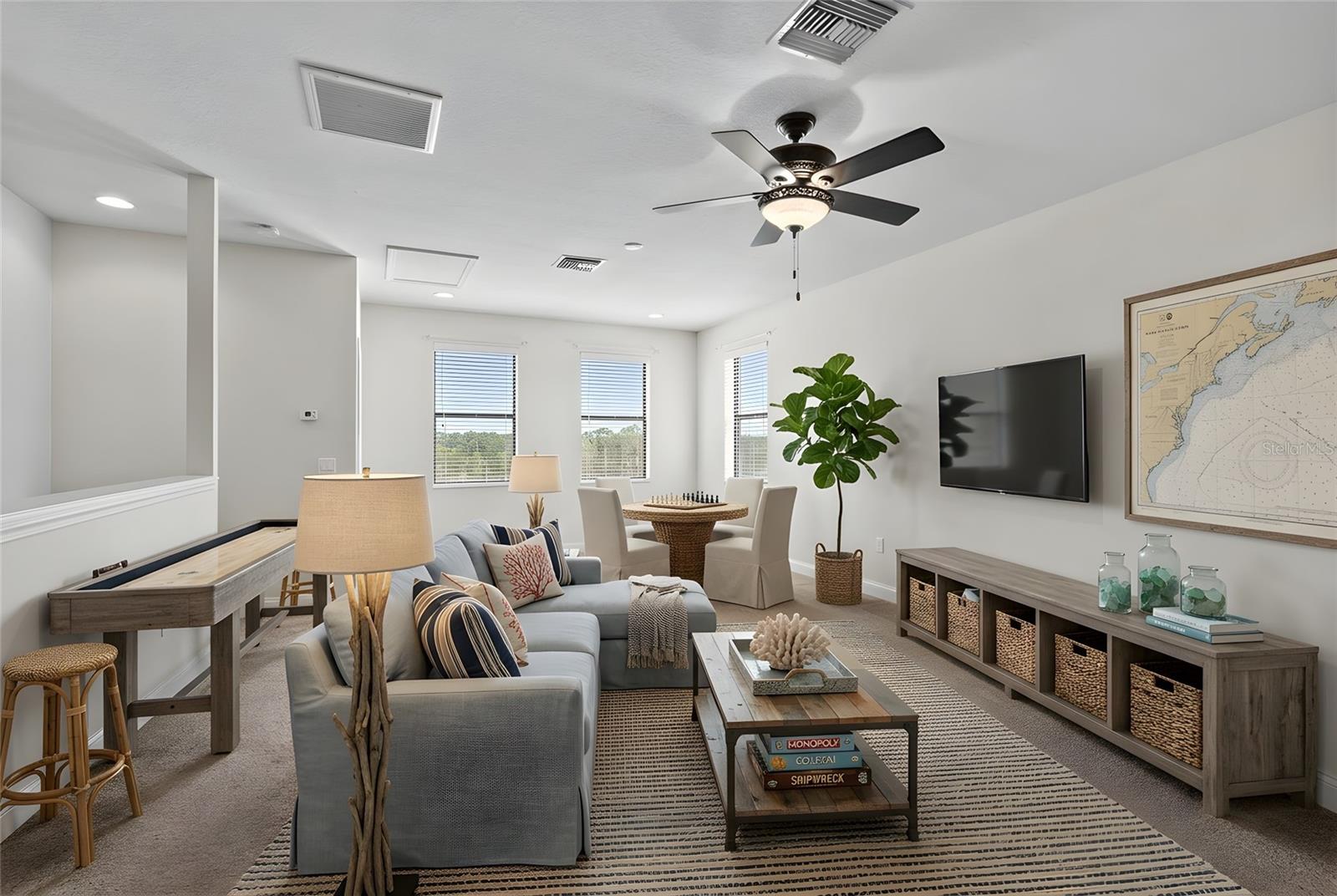 Upstairs flex room as media room