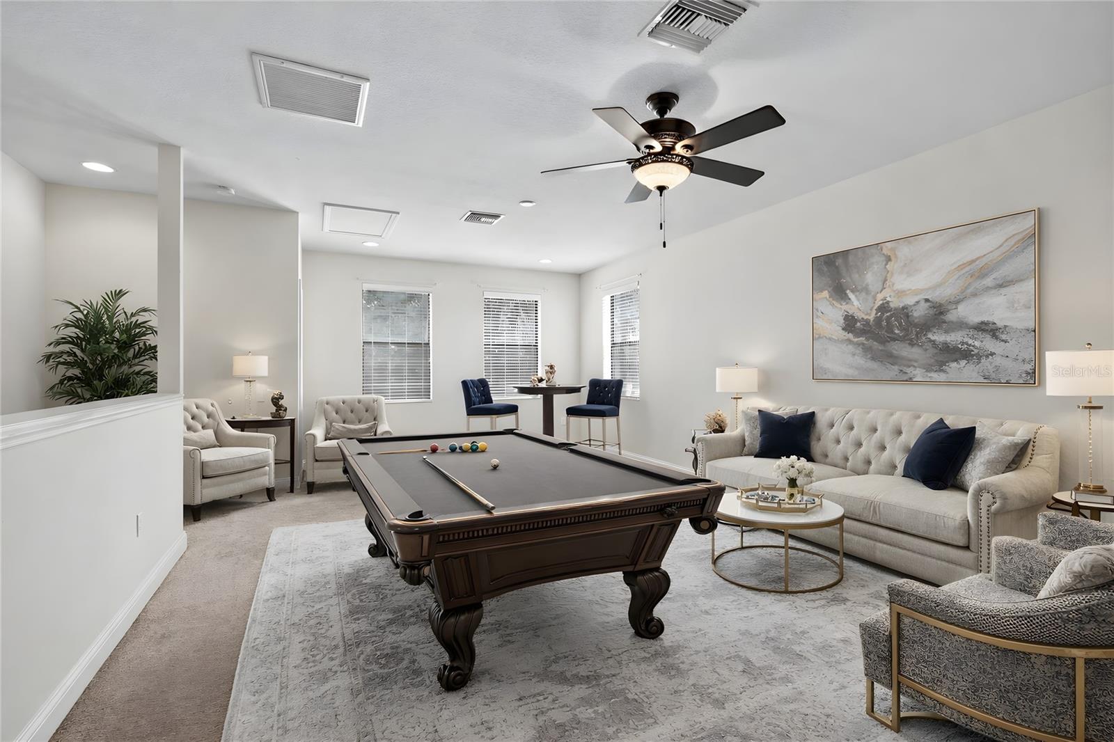 Upstairs flex room as game room