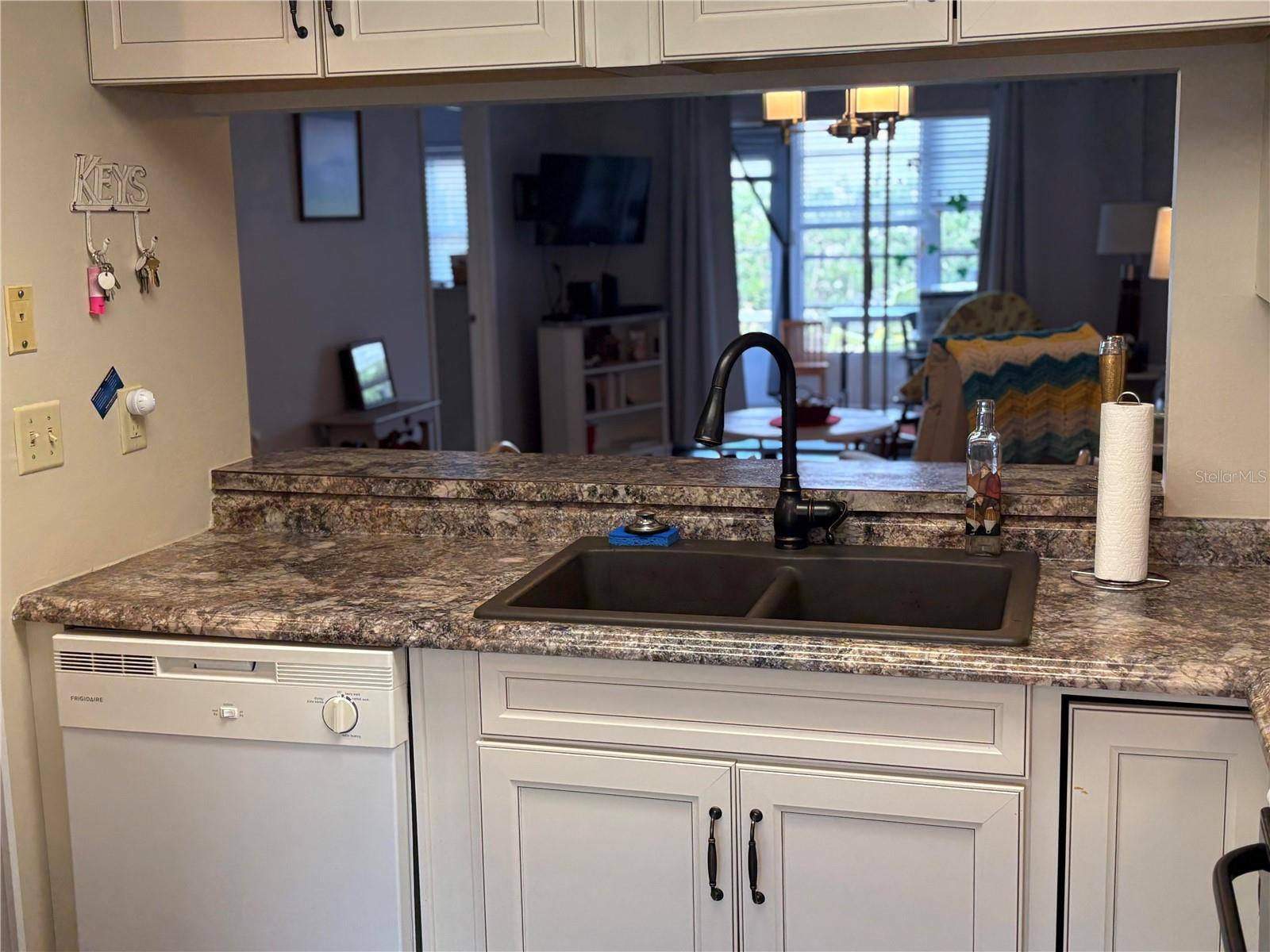 kitchen view to liv room